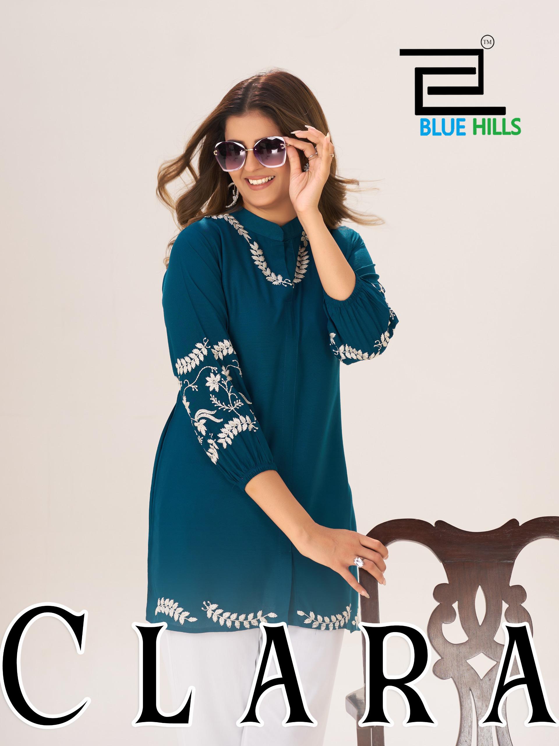 Blue Hills Clara Rayon With Embroidery Work Top Collection