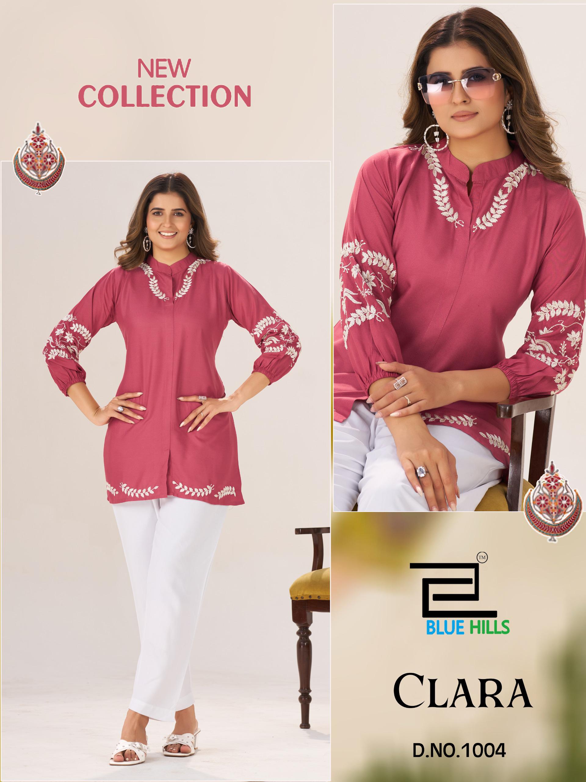 Blue Hills Clara Rayon With Embroidery Work Top Collection