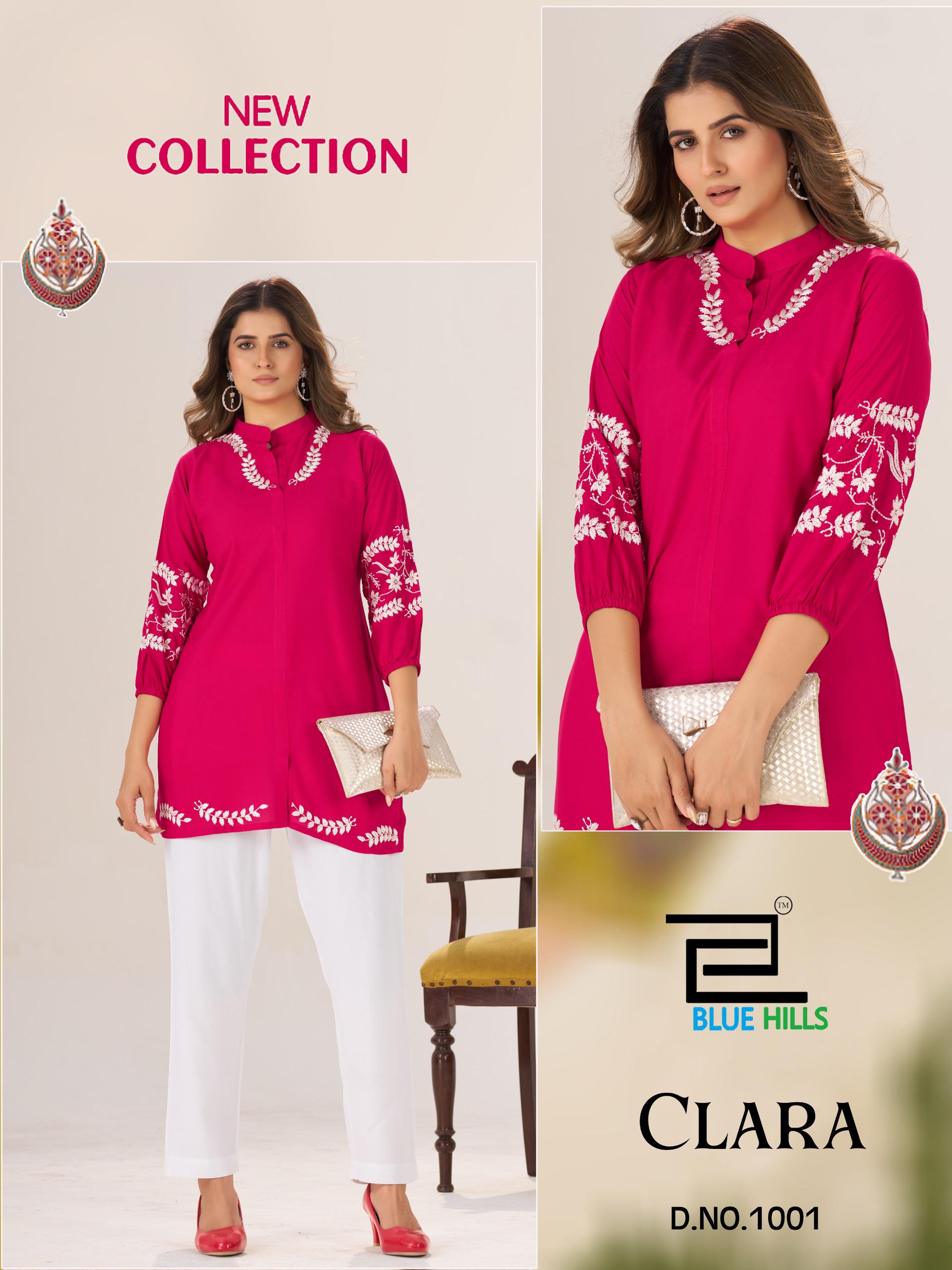 Blue Hills Clara Rayon With Embroidery Work Top Collection