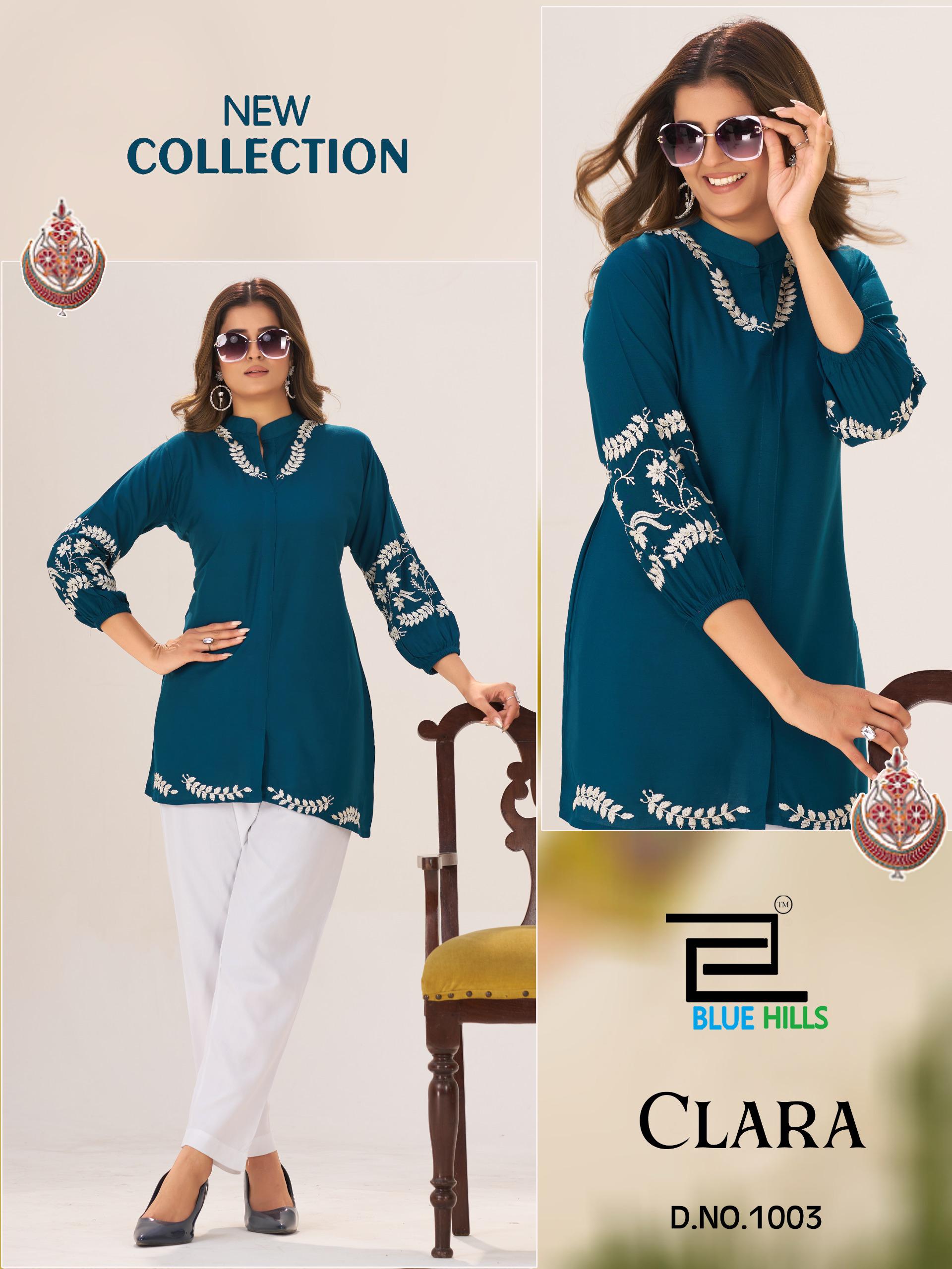 Blue Hills Clara Rayon With Embroidery Work Top Collection