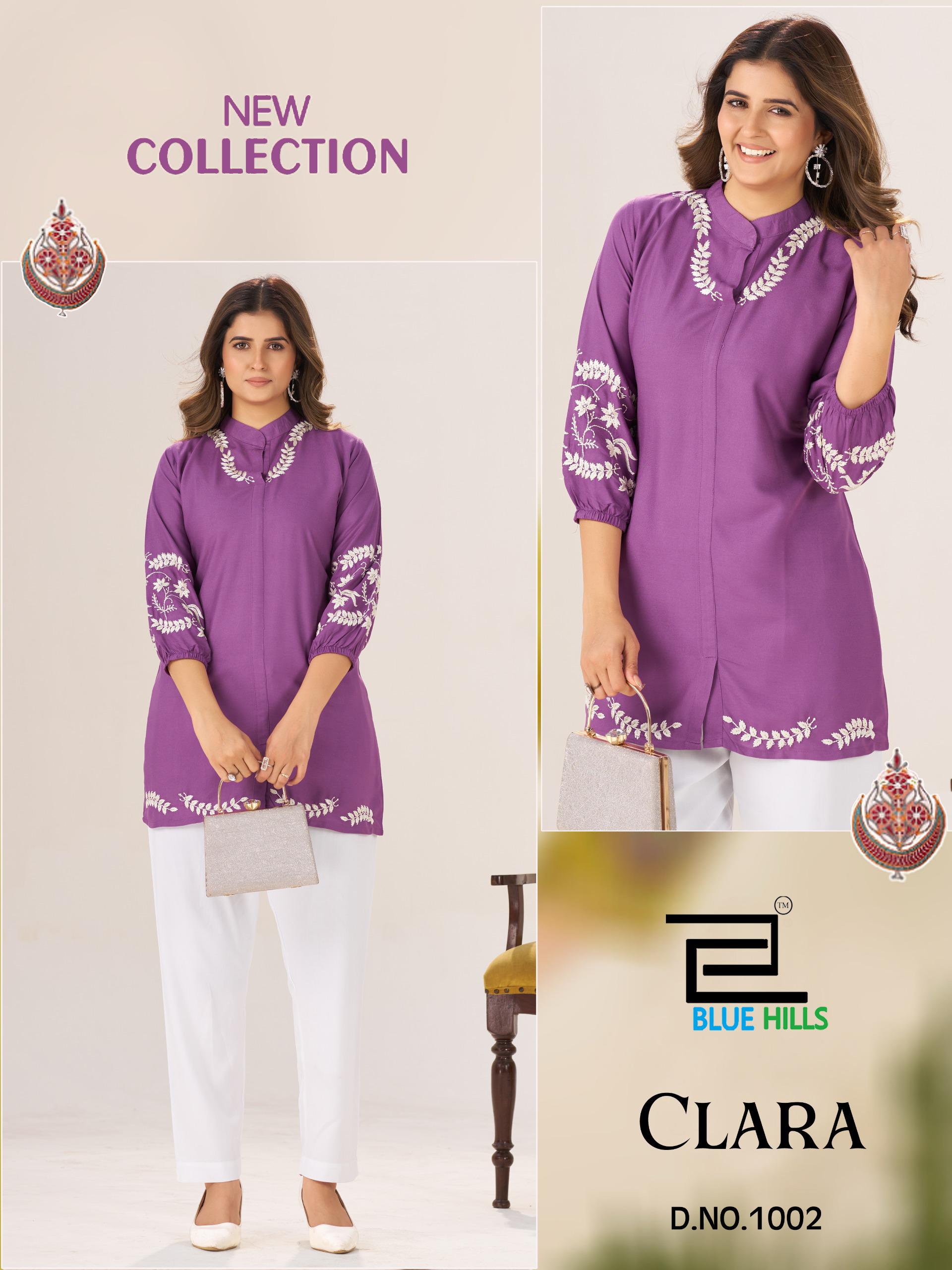 Blue Hills Clara Rayon With Embroidery Work Top Collection