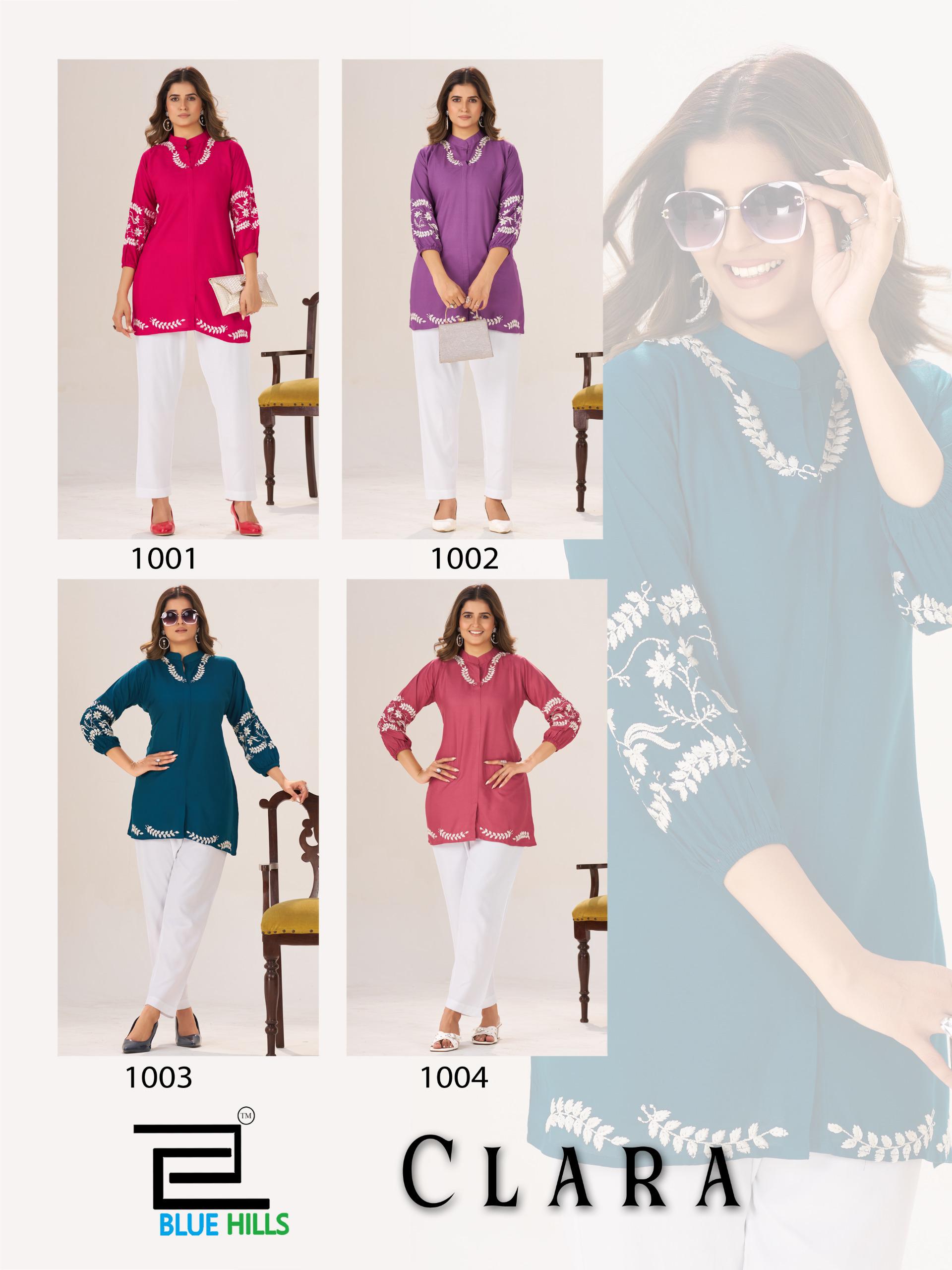 Blue Hills Clara Rayon With Embroidery Work Top Collection