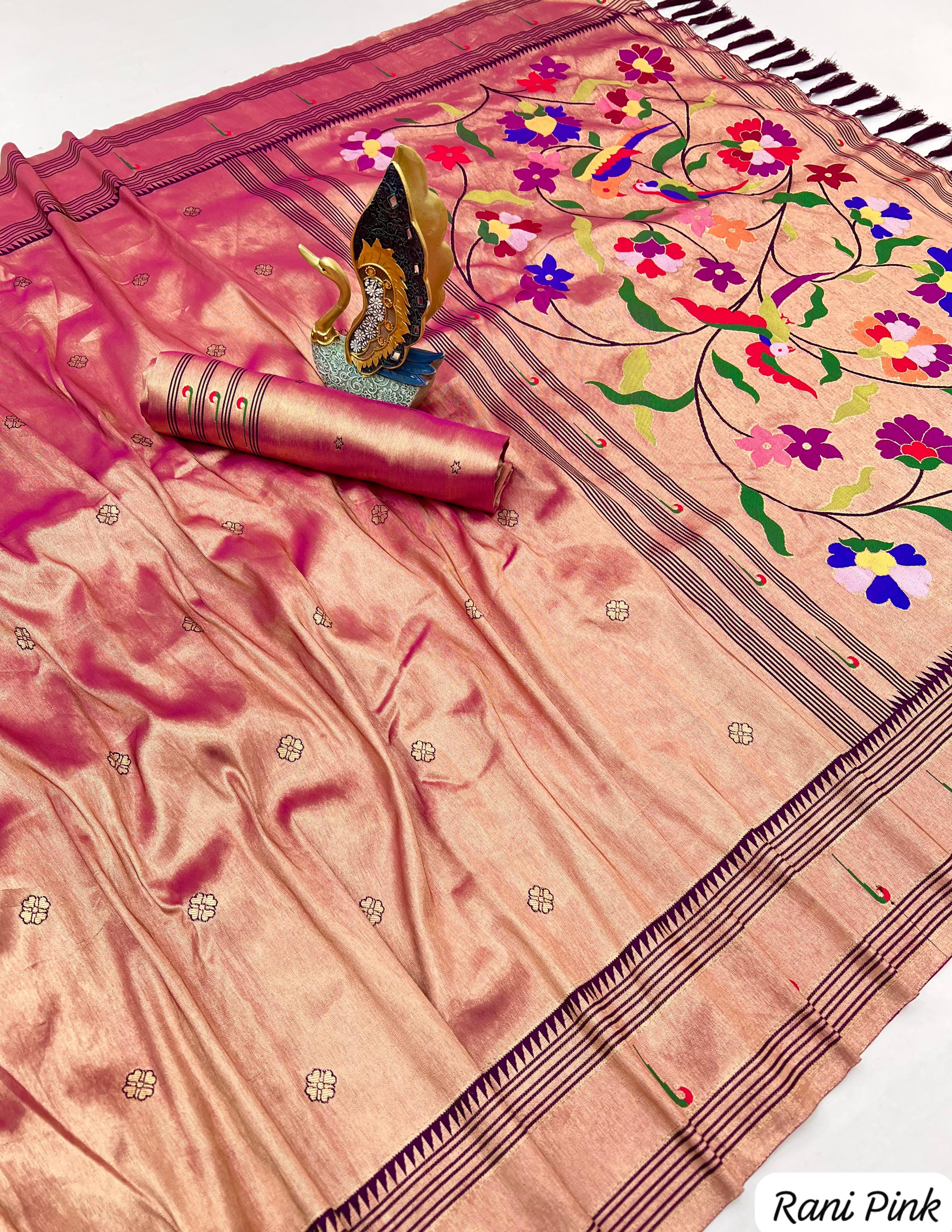 Lekha MN Zari Paithani Vol 1 Zari Tissue Pethani Silk Zari Weaving Saree