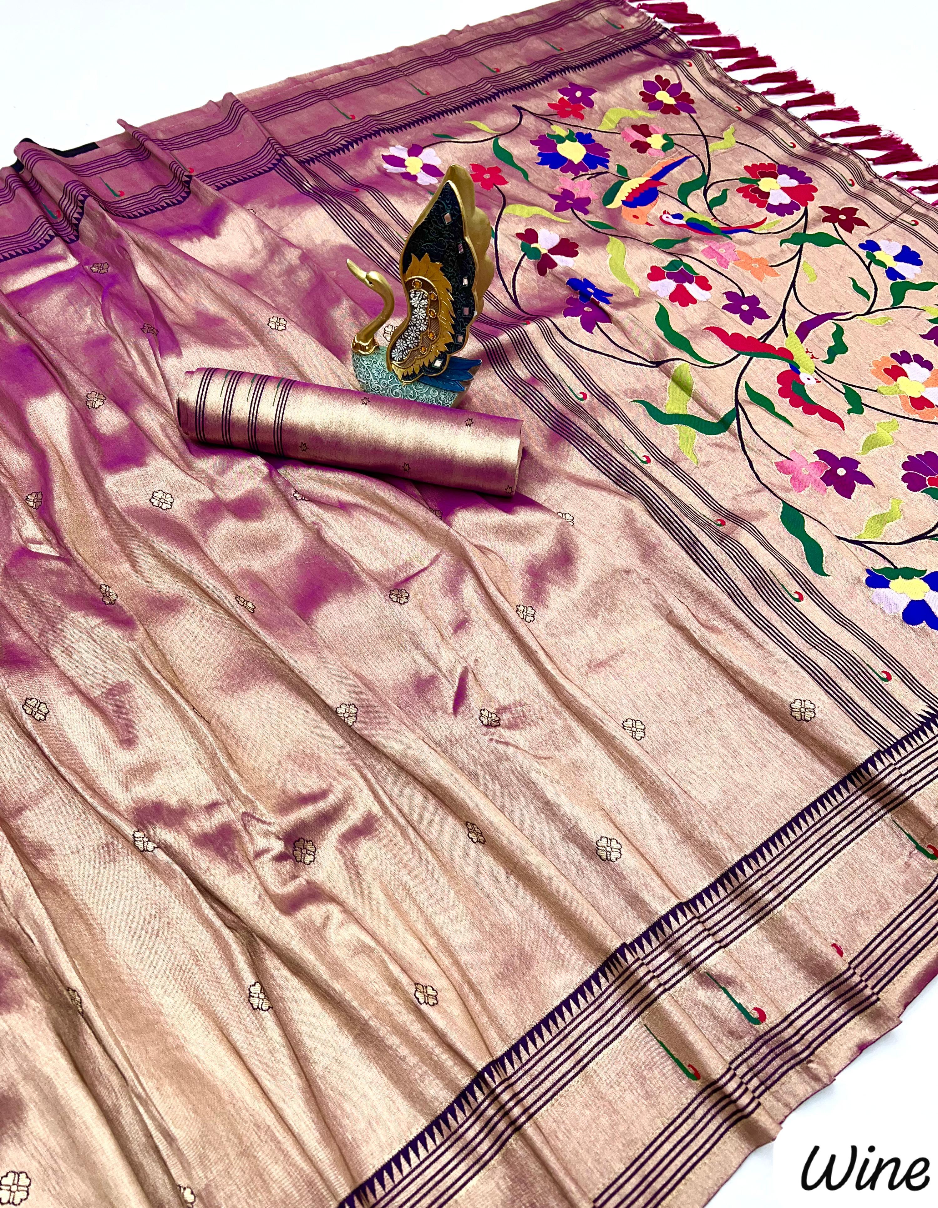 Lekha MN Zari Paithani Vol 1 Zari Tissue Pethani Silk Zari Weaving Saree