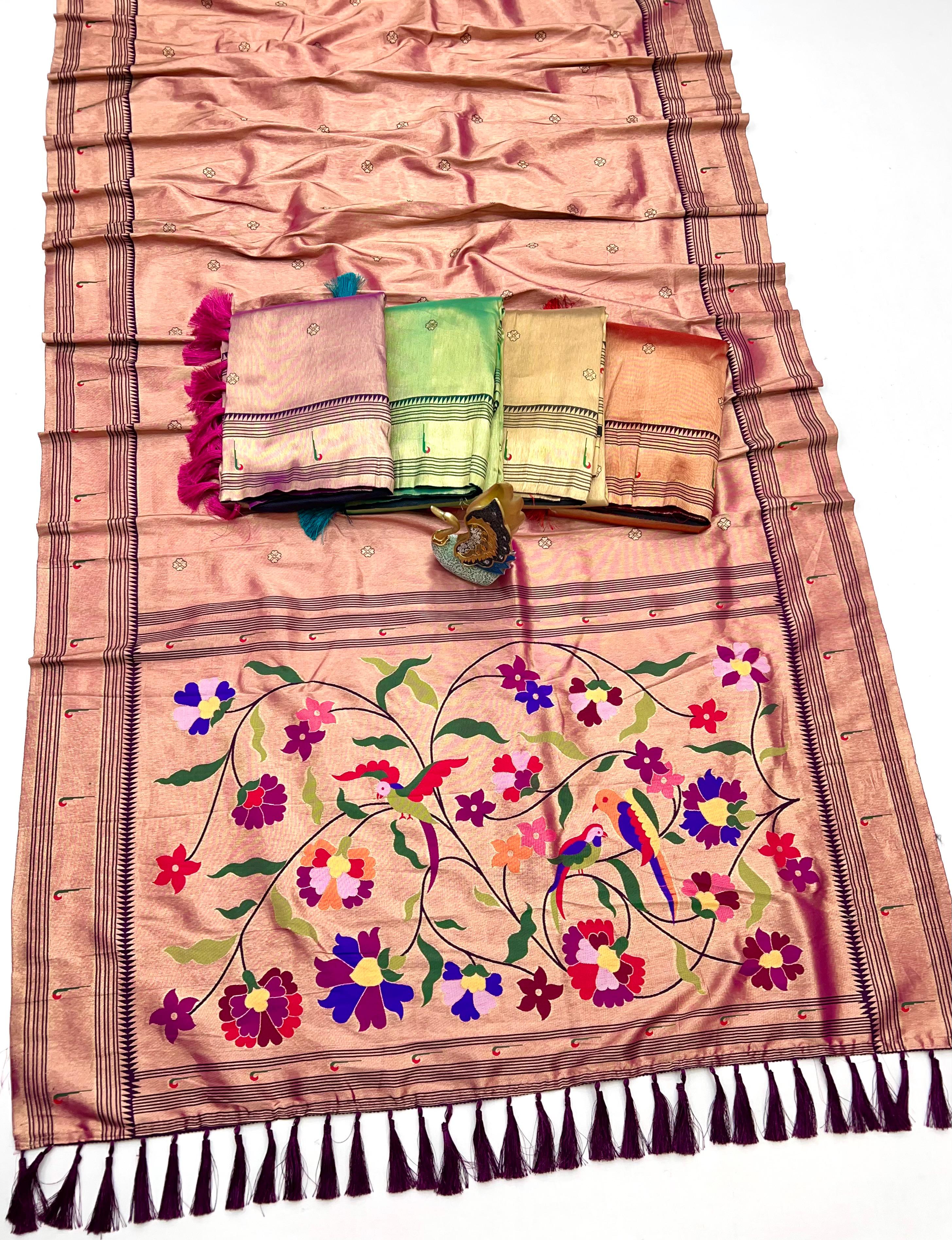 Lekha MN Zari Paithani Vol 1 Zari Tissue Pethani Silk Zari Weaving Saree