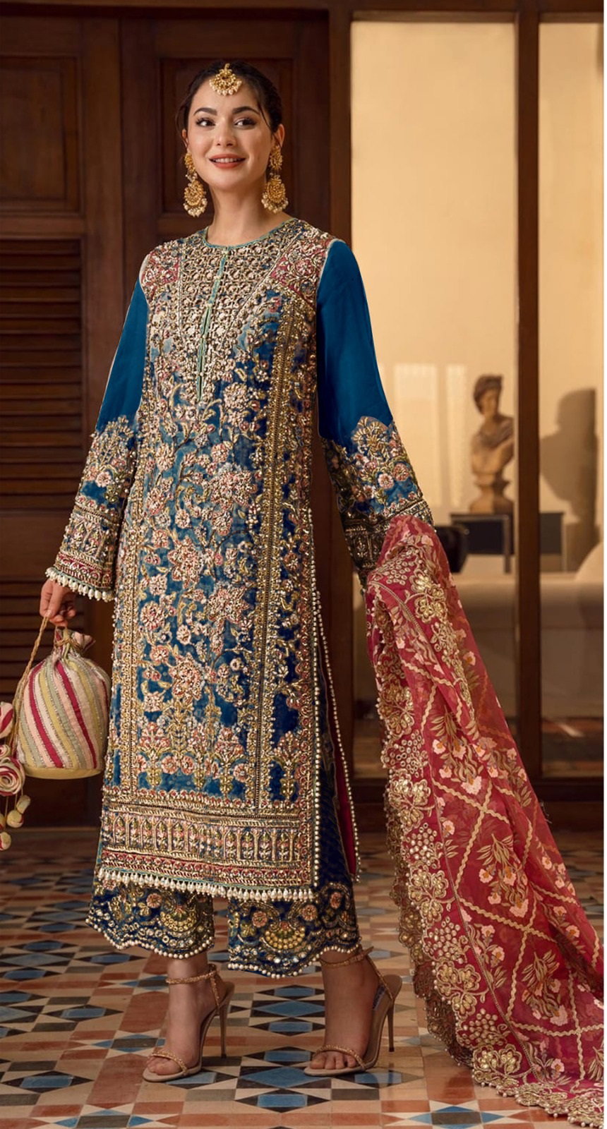 Maryams 193 Heavy Georgette With Embroidery Sequence Work Readymade Suit Collection 