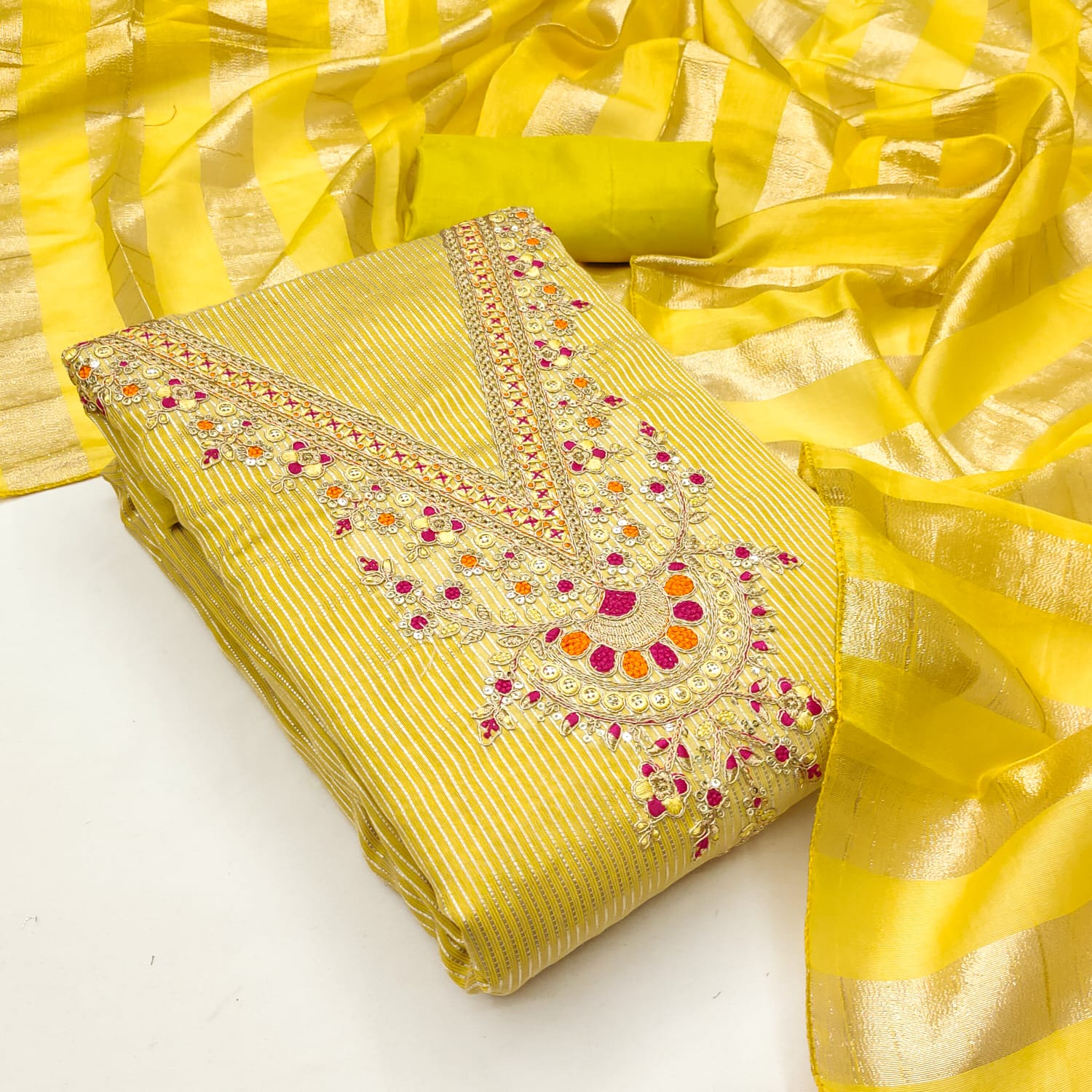 Designer Saisha Lining Silk Kodding Squance Work Dress Material Collection 