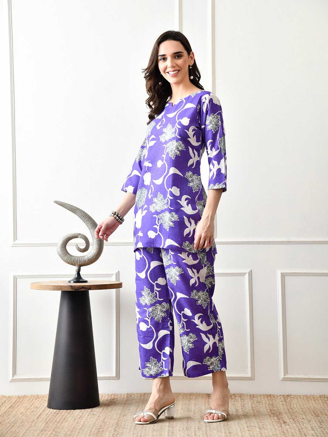 Hr C 115 Poly Cotton Printed Western Wear Co Ord Set