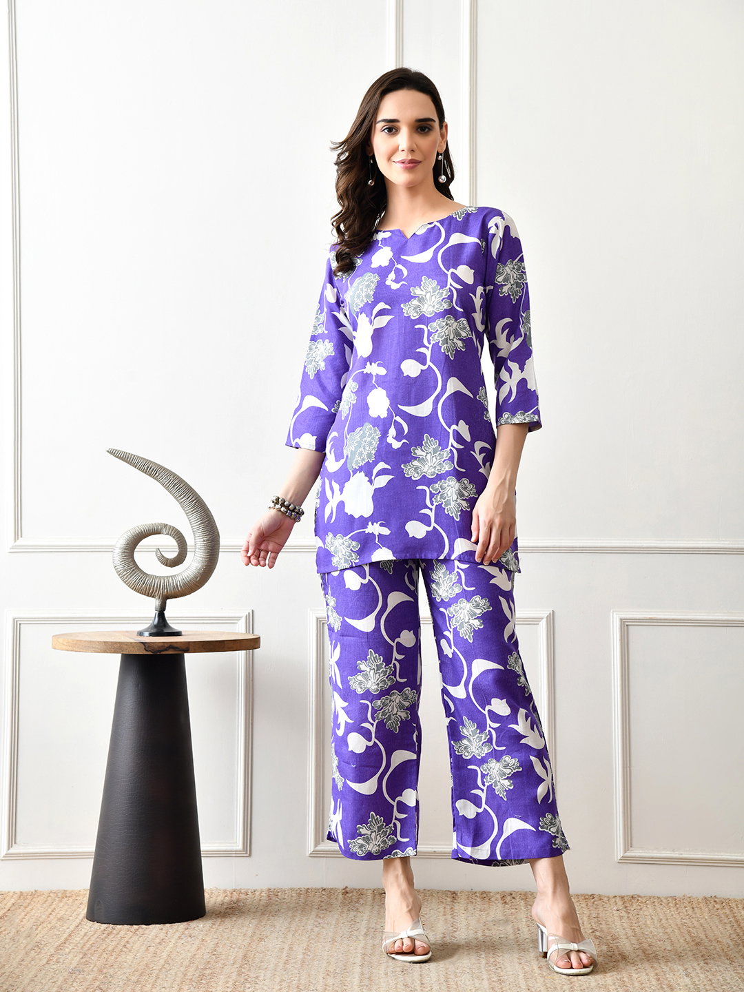 Hr C 115 Poly Cotton Printed Western Wear Co Ord Set
