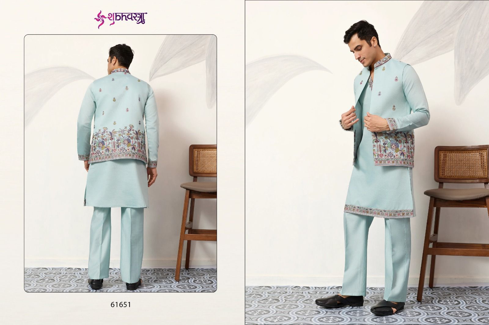 Shubhvastra Couture Koti Viscose Silk Threadwork Kurta Pant And Koti Collection