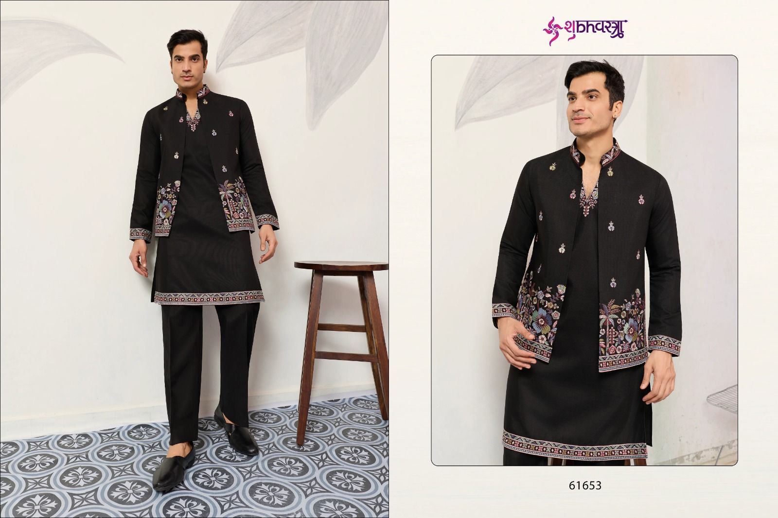 Shubhvastra Couture Koti Viscose Silk Threadwork Kurta Pant And Koti Collection