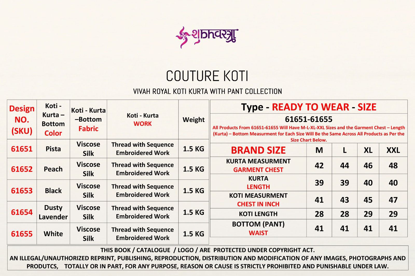 Shubhvastra Couture Koti Viscose Silk Threadwork Kurta Pant And Koti Collection