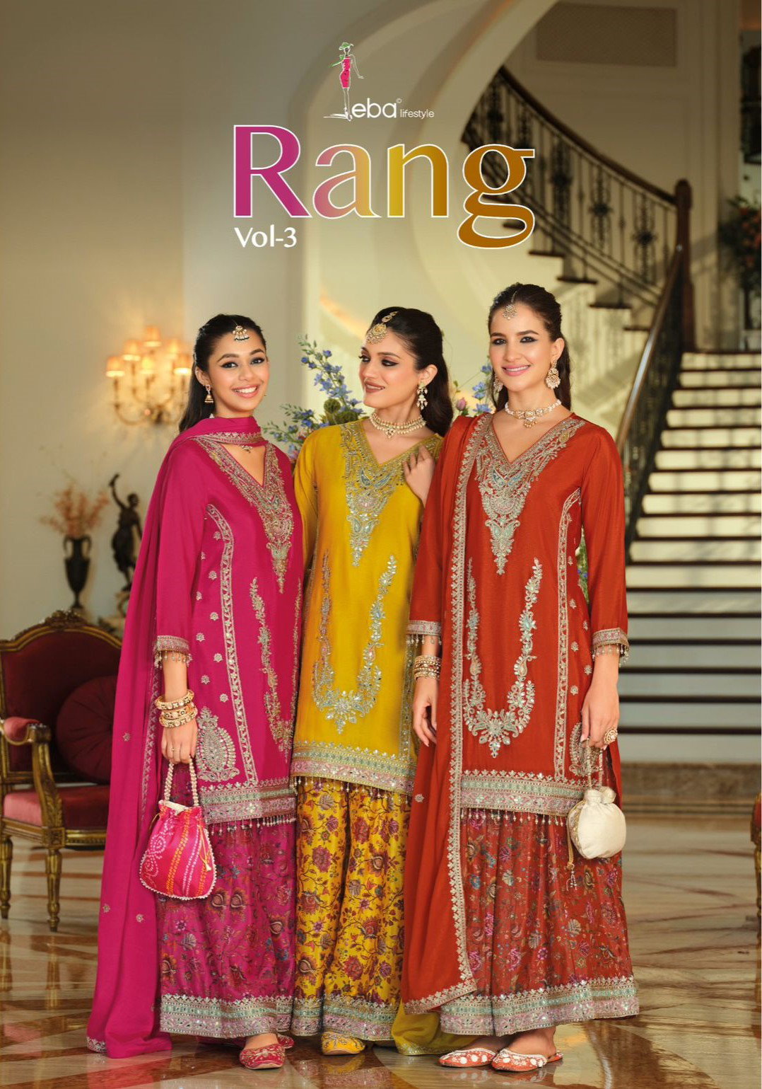 Eba Rang Vol 3 Chinon With Embroidery Work Salwar Kameez Collection