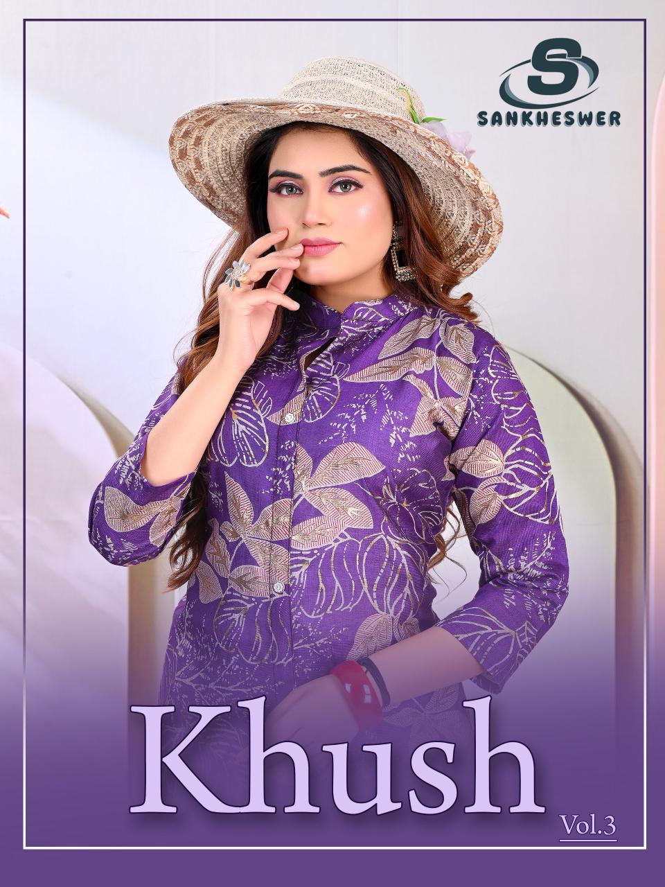 Sankheswer Khush Vol 3 Vertican Foil Discharge Print Top And Bottom Collection