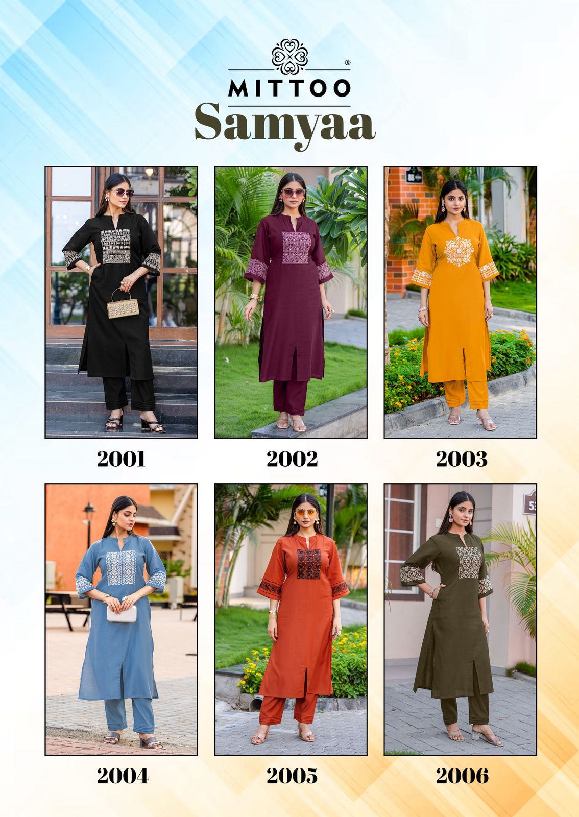 Mittoo Samyaa Viscose With Threadwork Top And Bottom Collection