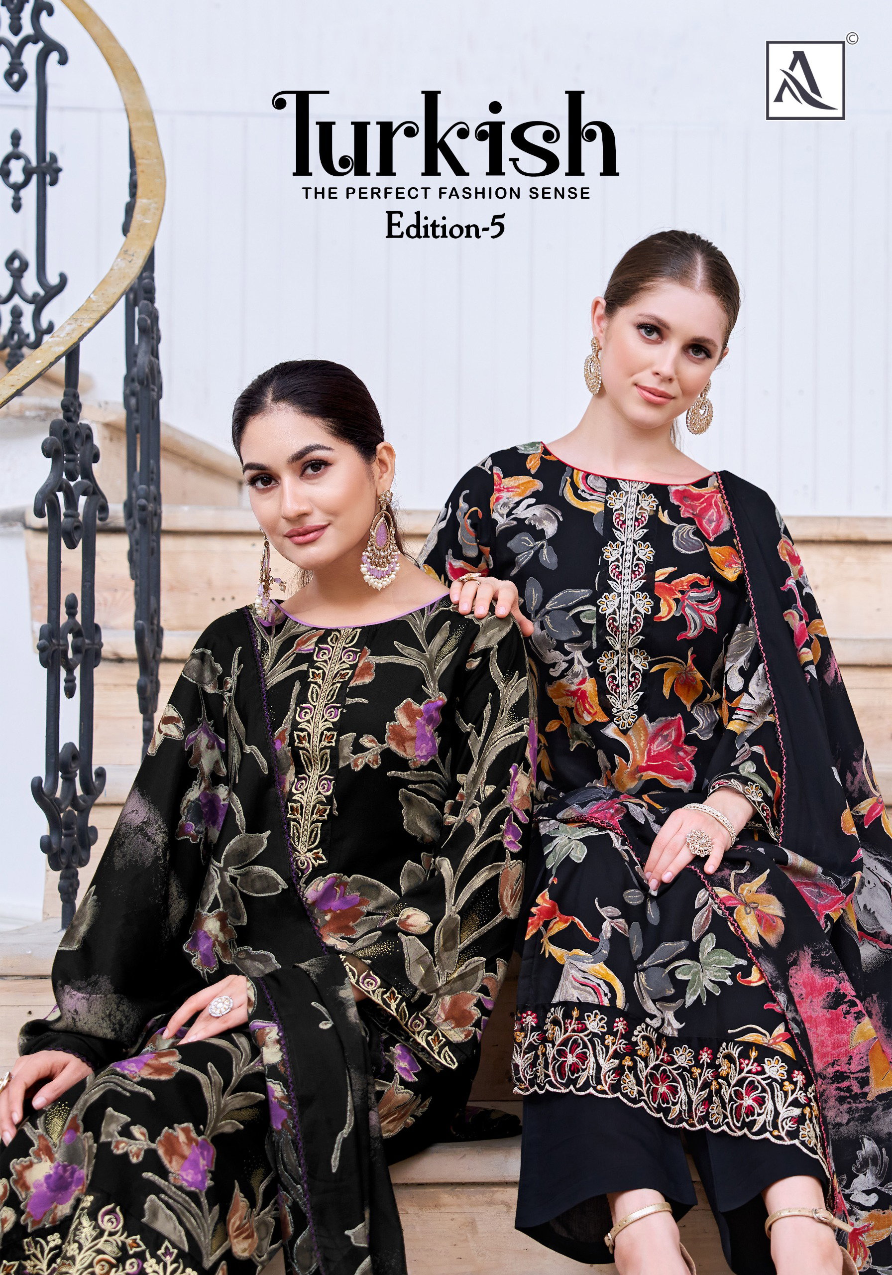 Alok Turkish Edition 5 Viscose Rayon Printed With Work Dress Material