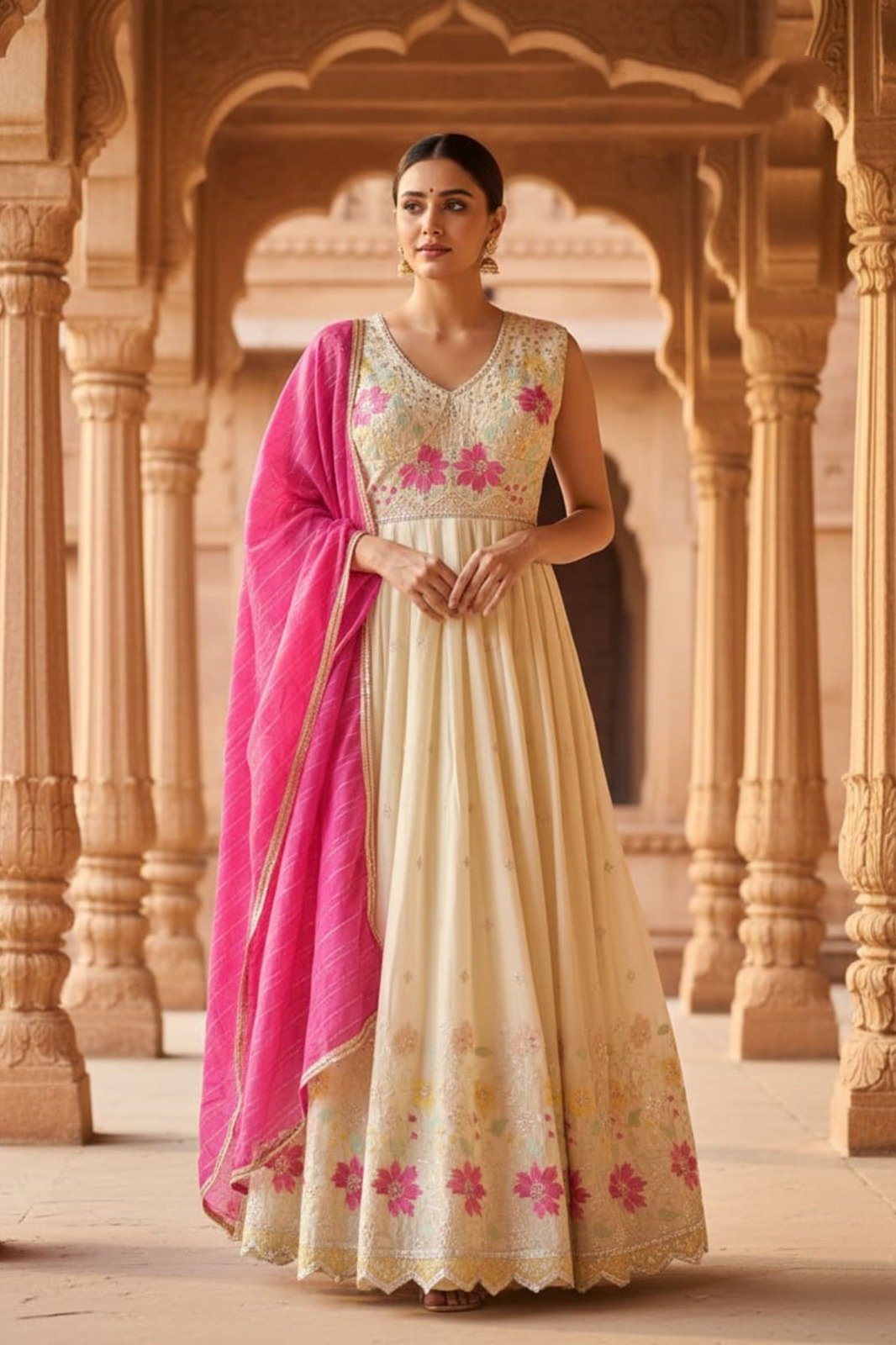 Mrigya 248 Off white and Pink Designer Shimmer Gown Collection
