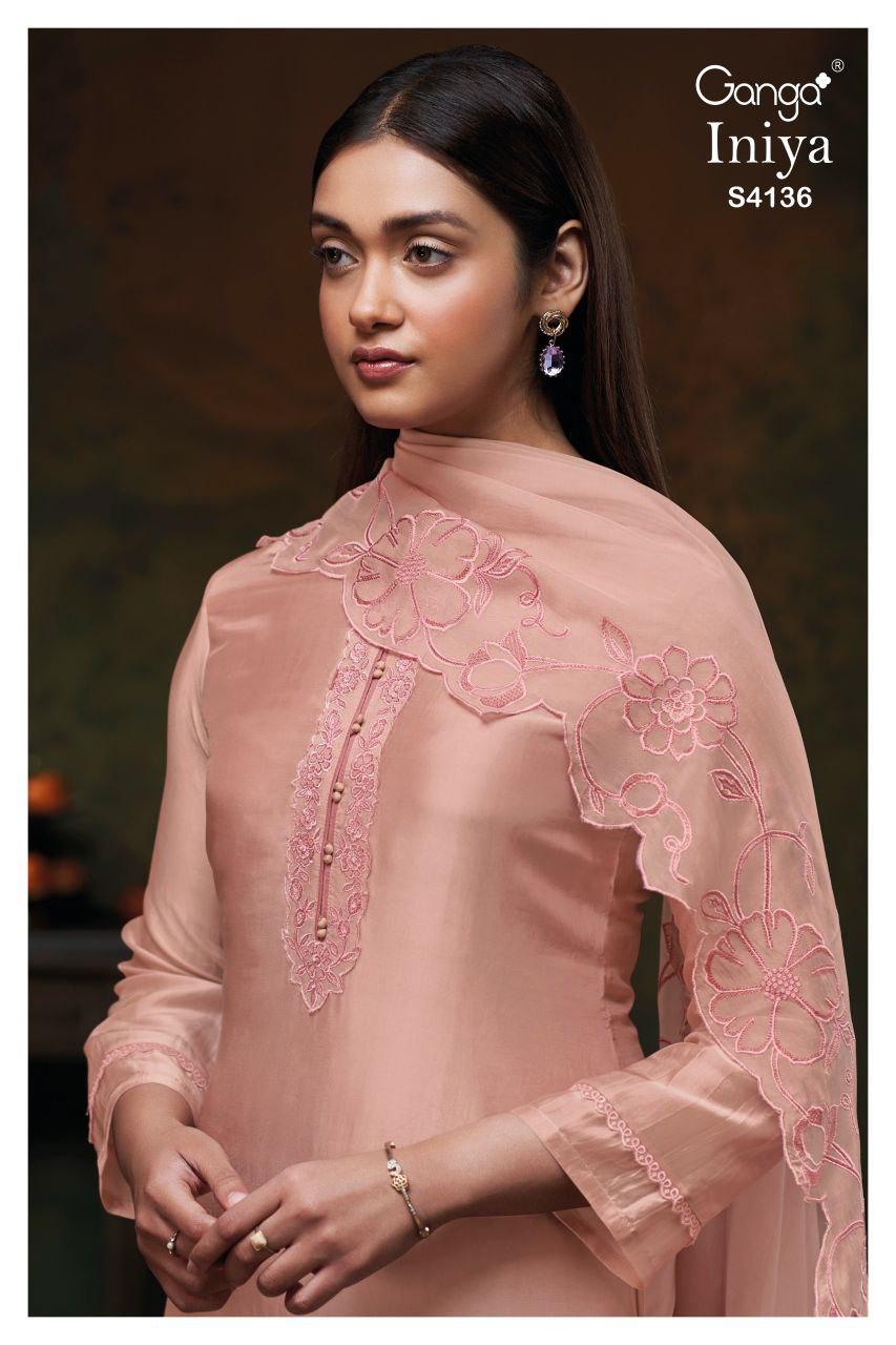 Ganga Iniya 4136 Bemberg Silk With Embroidery Work Salwar Kameez