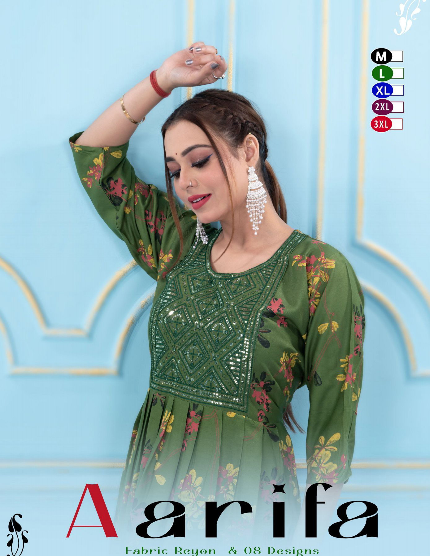 Aarifa Vol 1 Rayon Screen Printed Anarkali Kurti Collection