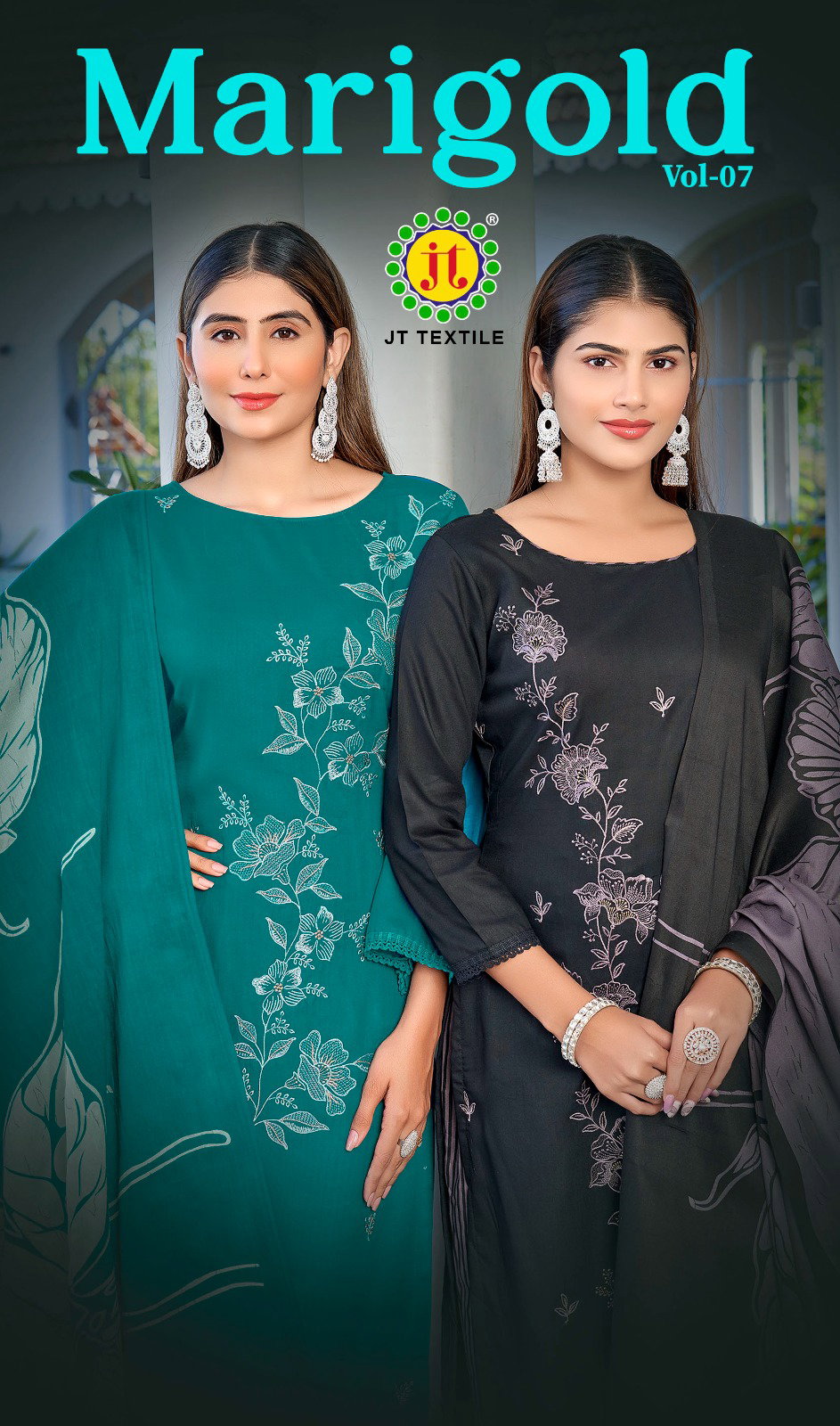 Jt Marigold Vol 7 Rayon With Embroidery Work Dress Material Collection