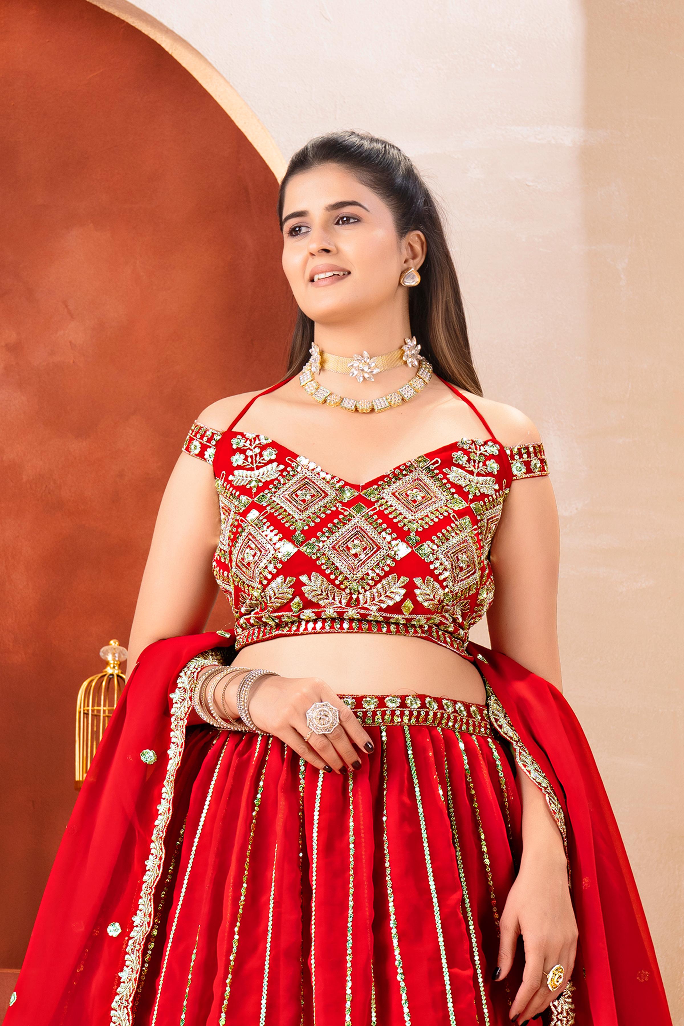 Dv 5157 Royal Red Bridal Lehenga Party Wear Lehenga Choli Collection 
