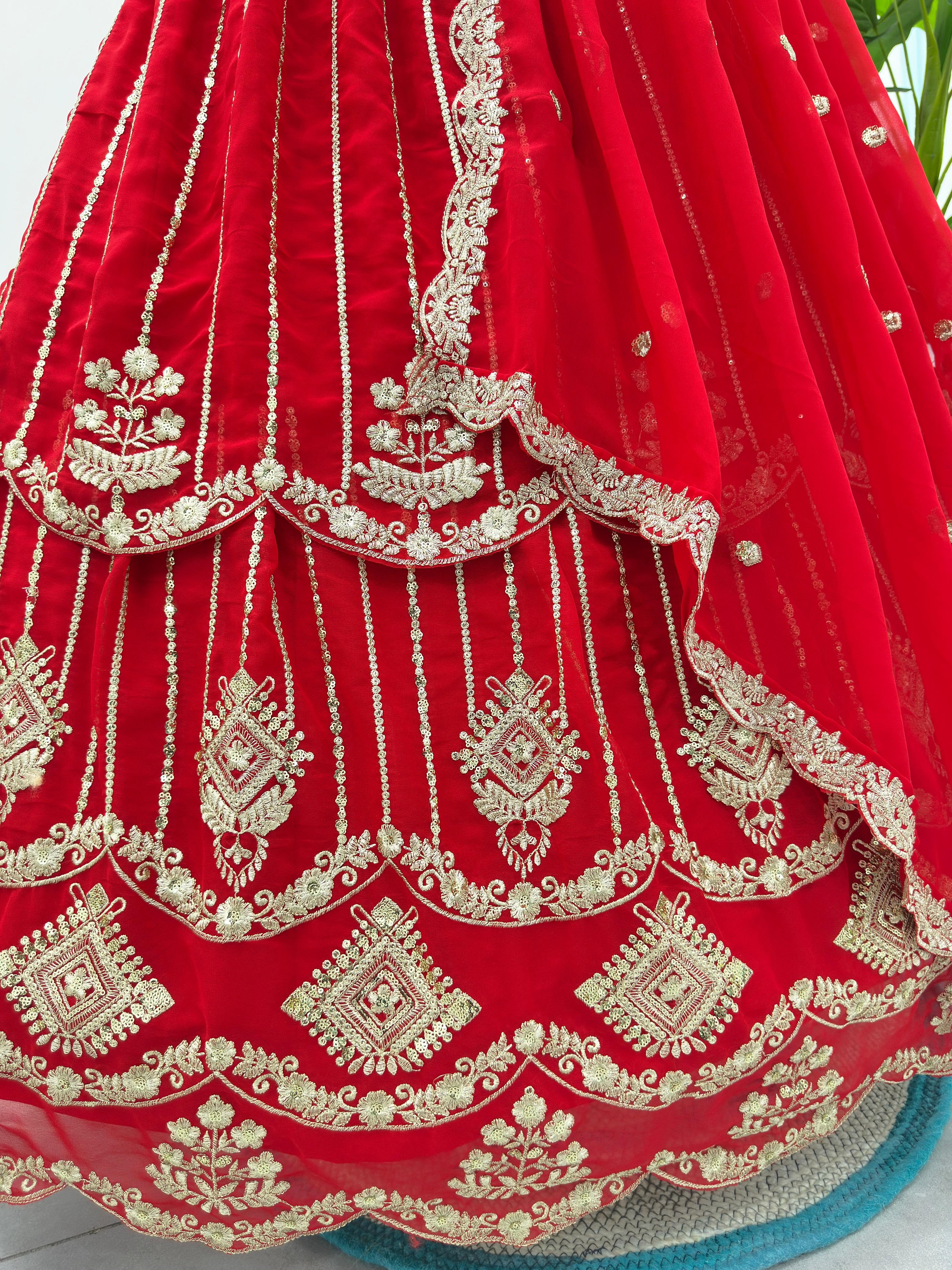 Dv 5157 Royal Red Bridal Lehenga Party Wear Lehenga Choli Collection 