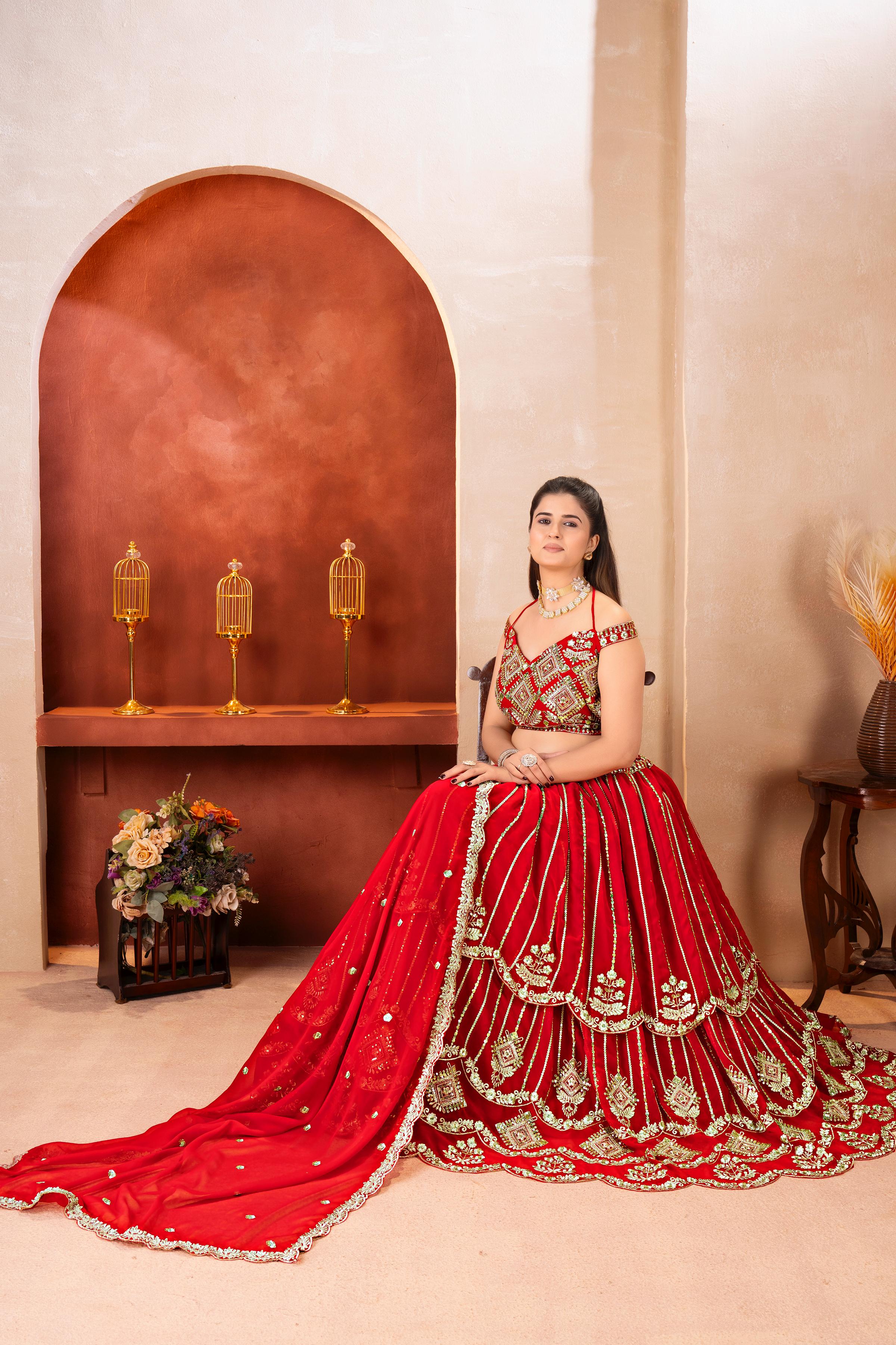 Dv 5157 Royal Red Bridal Lehenga Party Wear Lehenga Choli Collection 
