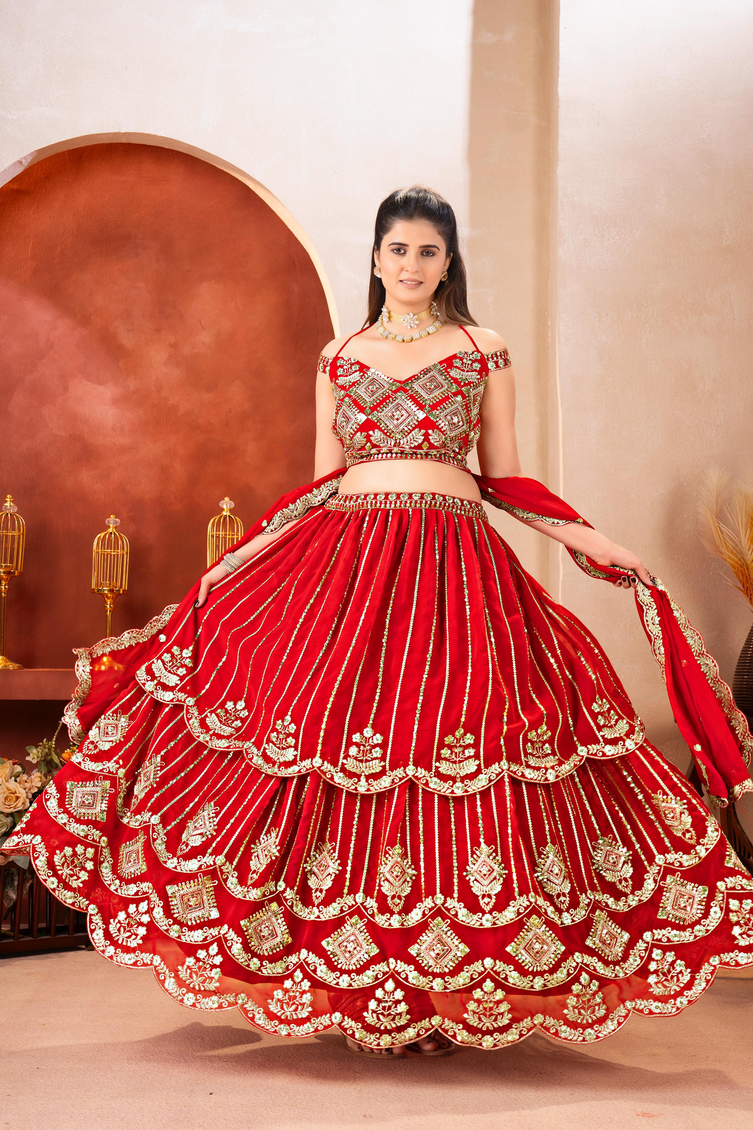 Dv 5157 Royal Red Bridal Lehenga Party Wear Lehenga Choli Collection 