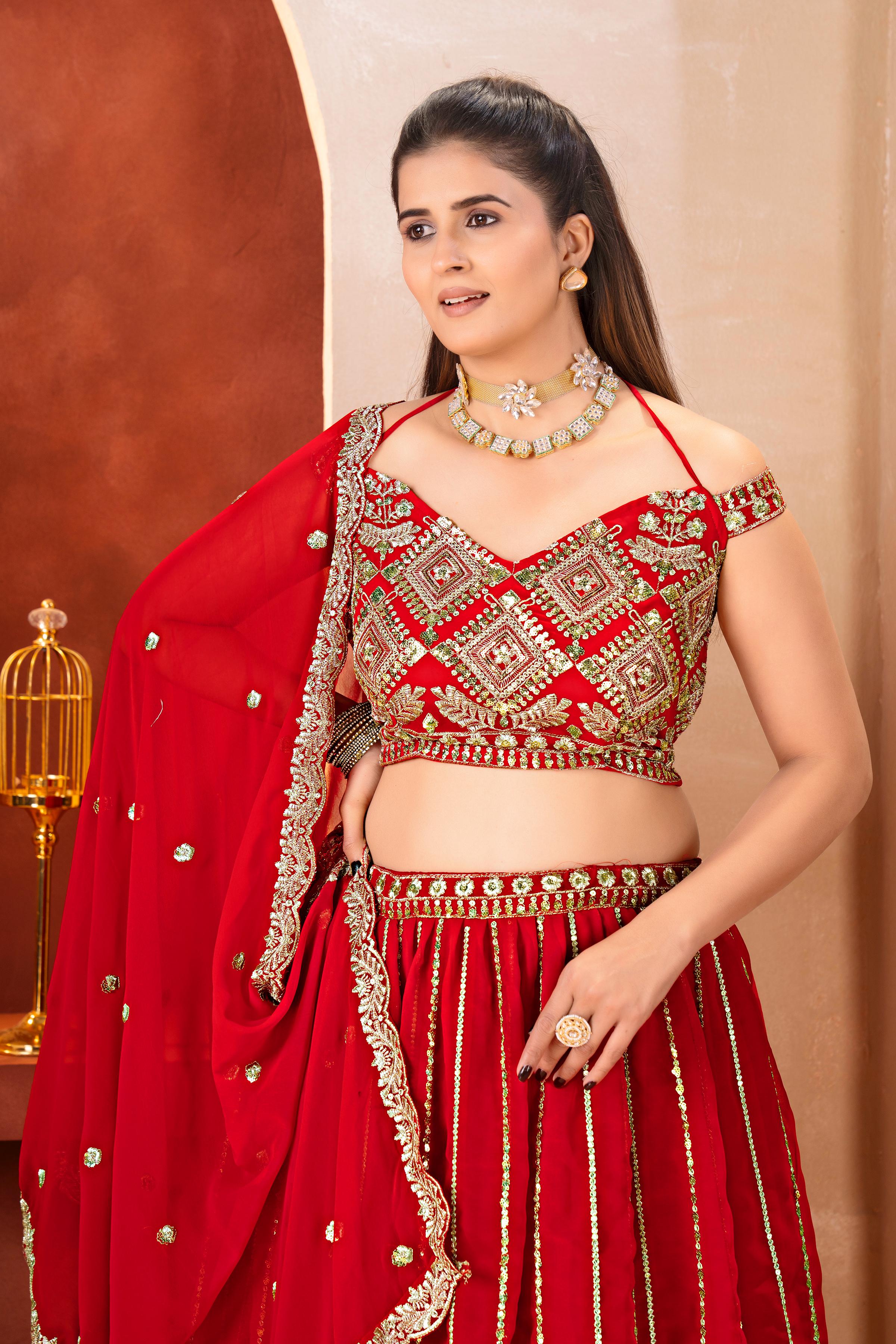 Dv 5157 Royal Red Bridal Lehenga Party Wear Lehenga Choli Collection 