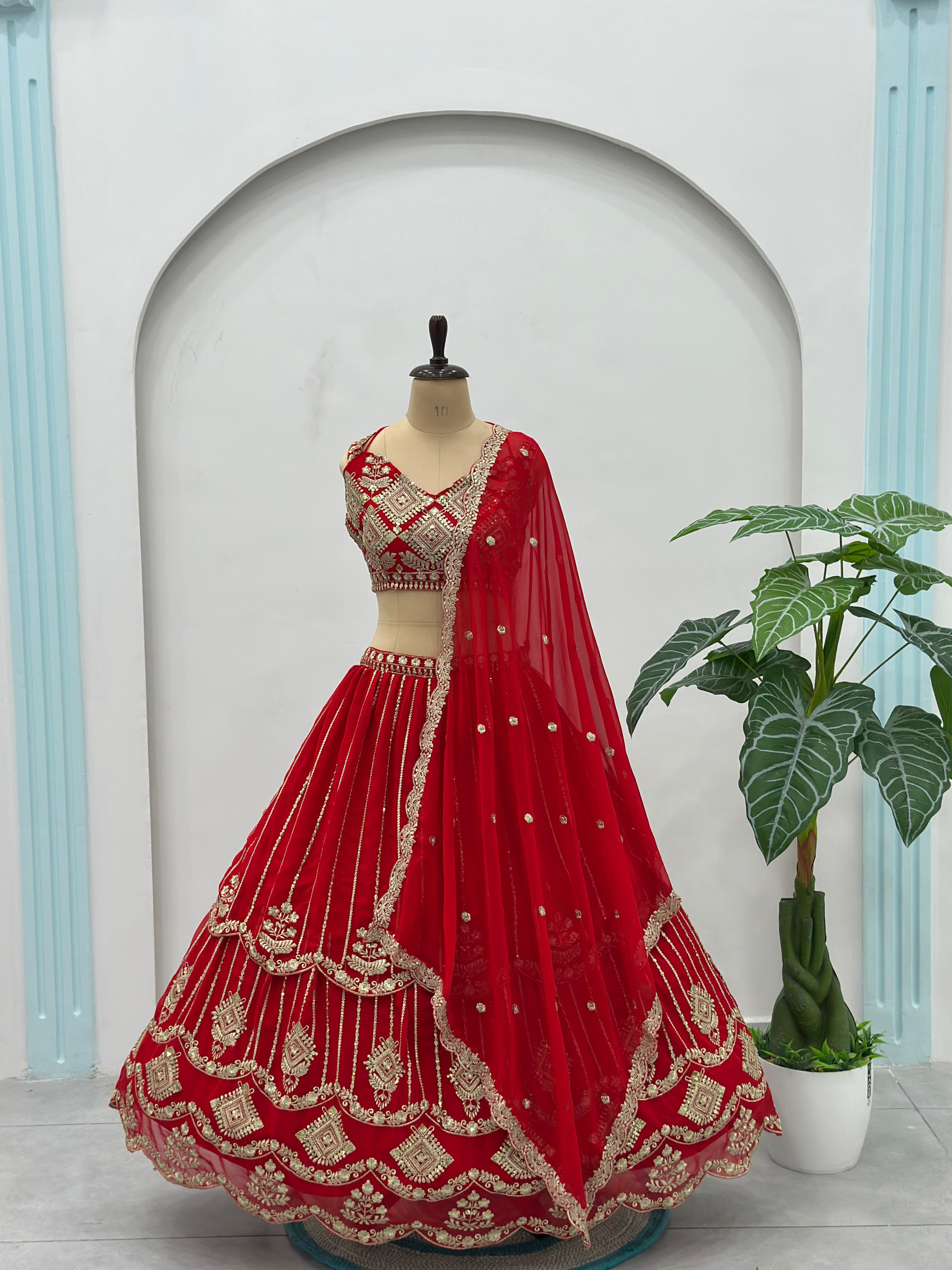 Dv 5157 Royal Red Bridal Lehenga Party Wear Lehenga Choli Collection 