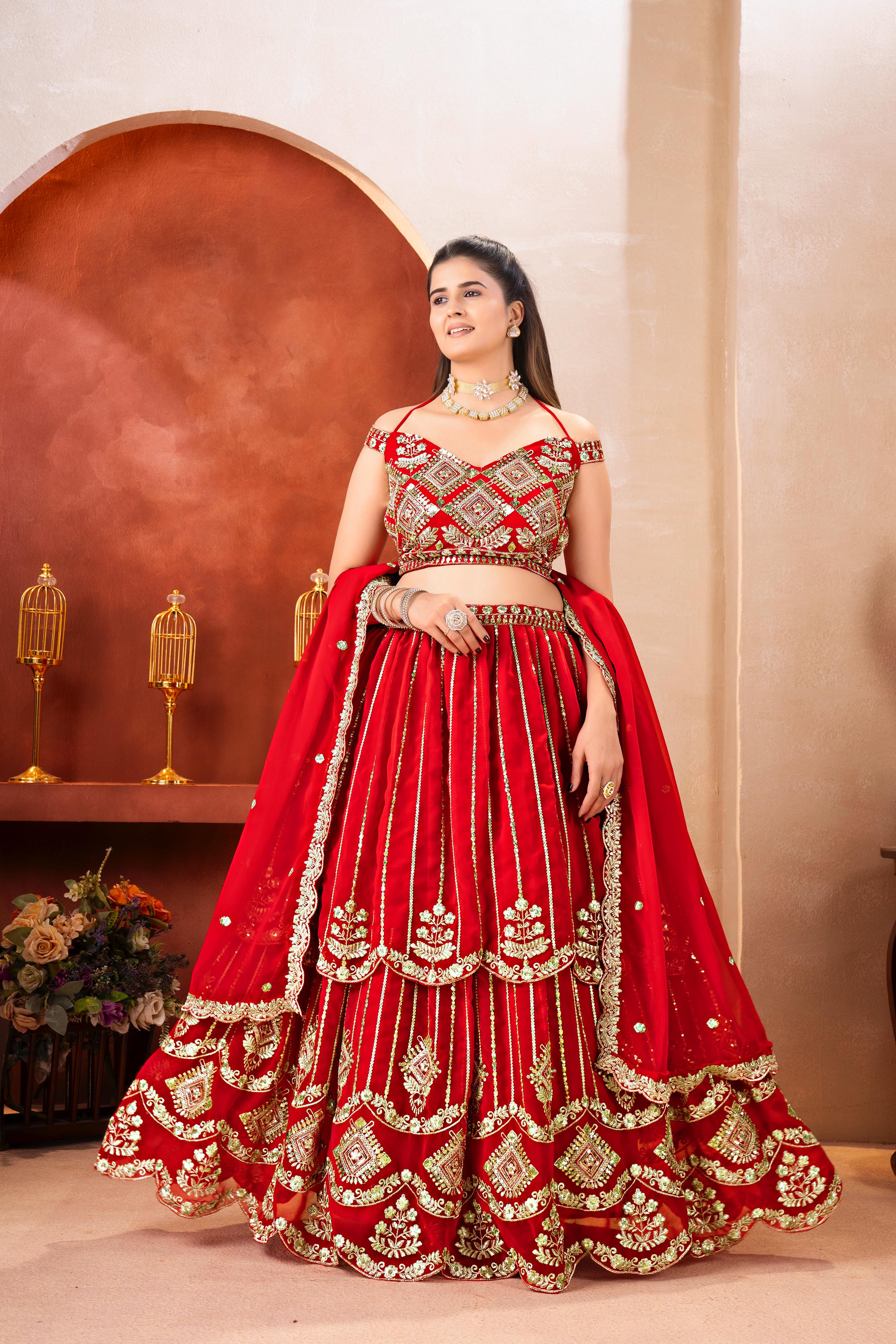 Dv 5157 Royal Red Bridal Lehenga Party Wear Lehenga Choli Collection 