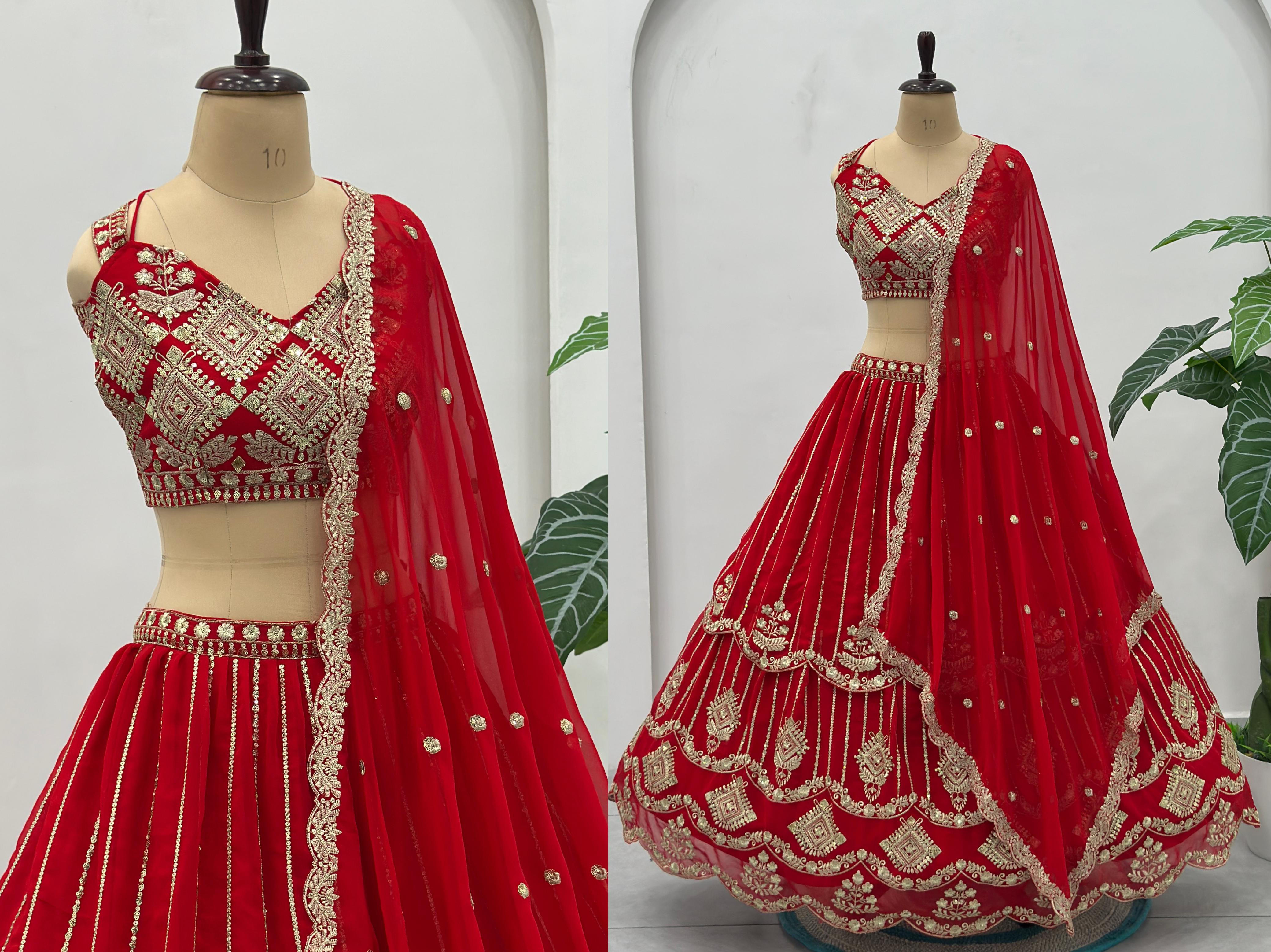 Dv 5157 Royal Red Bridal Lehenga Party Wear Lehenga Choli Collection 