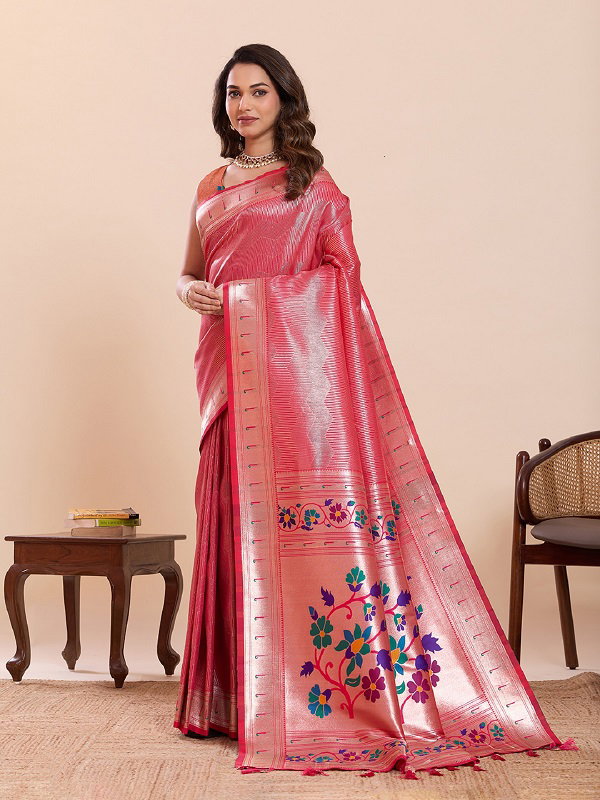 Maahi 212 Party Wear Weaving Worked Paithani Silk Saree with Un Stitched Blouse