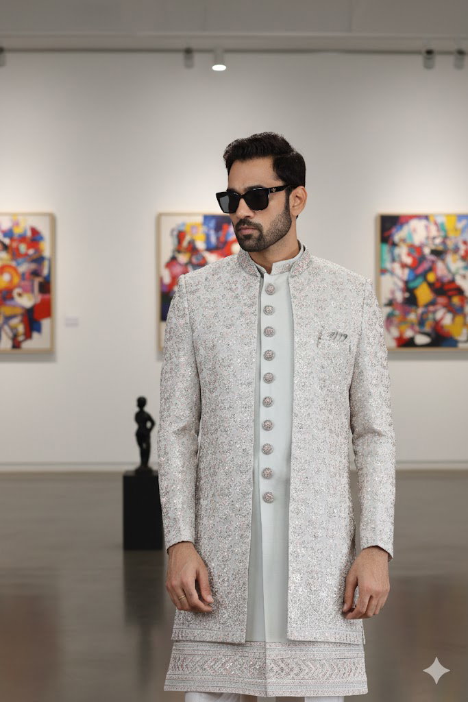 Sumi 4071 To 4072 Handwork On Nack Button Art Silk 3 Piece jacket Set Collection 