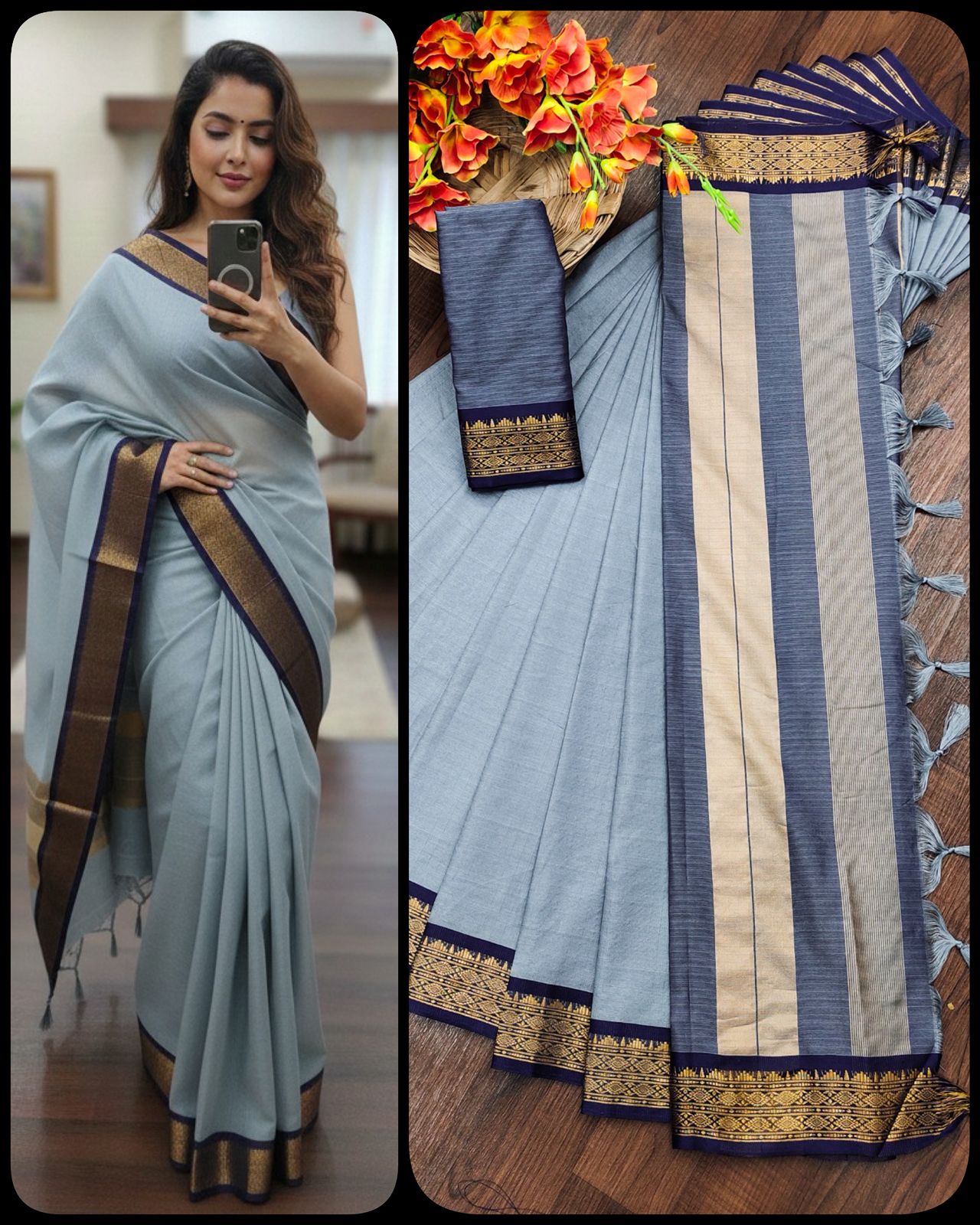 Aab Kota Doriya Silk Self Weaving Small Checks All Over Saree