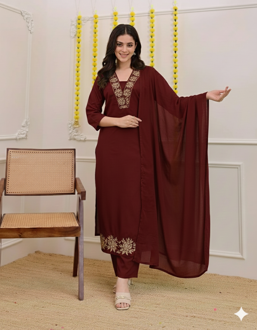 Dhruvi 396 Viscose Stylish Wear Kurti Pant And Dupatta Collection