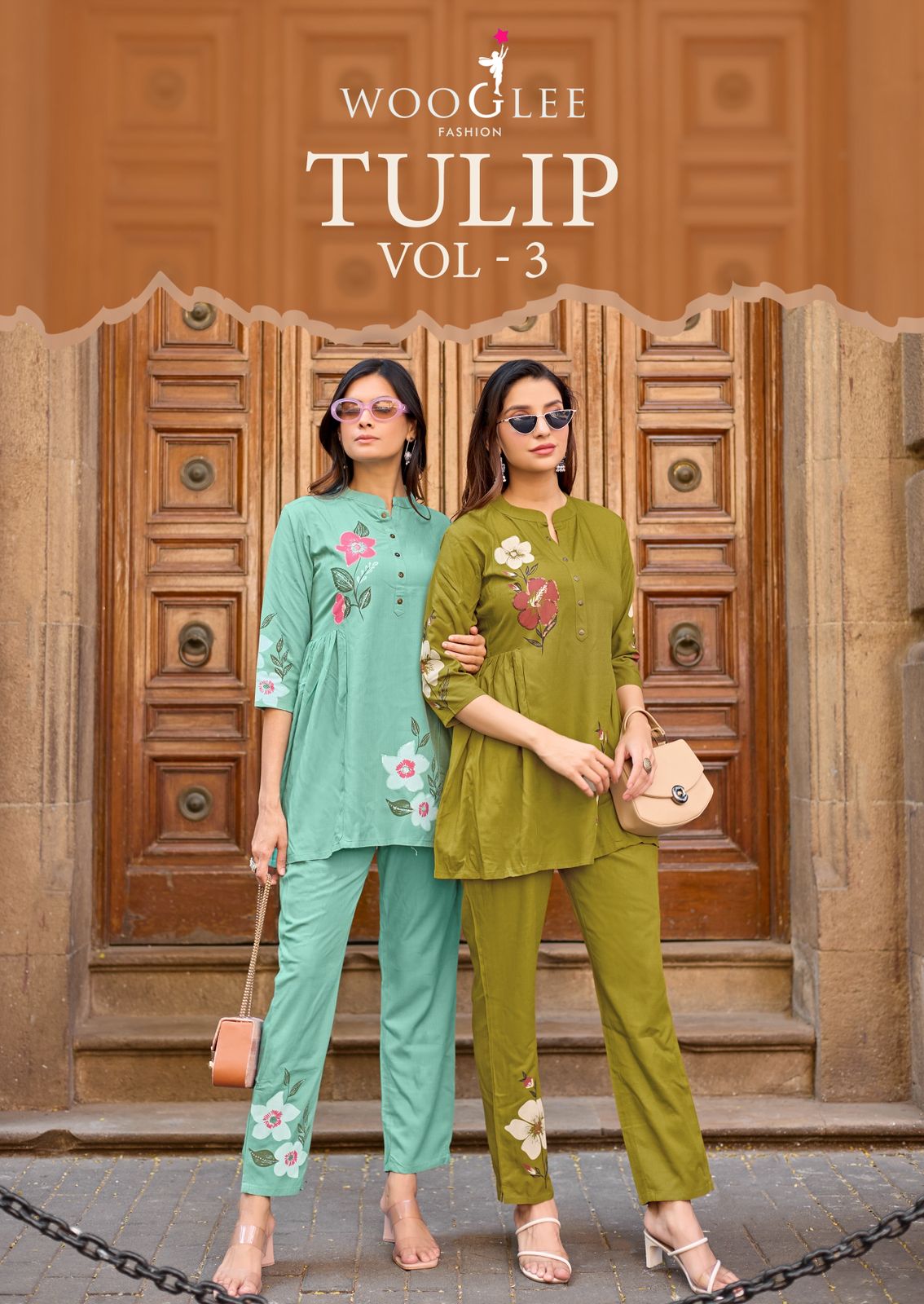 Wooglee Tulip Vol 3 Rayon Slub With Work Top And Bottom Collection
