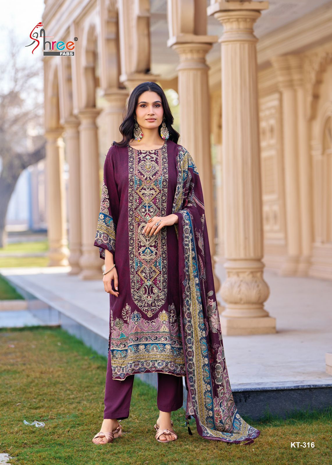 Shree Kt 316 A To D Viscose Maslin Digital Printed With Work Salwar Kameez