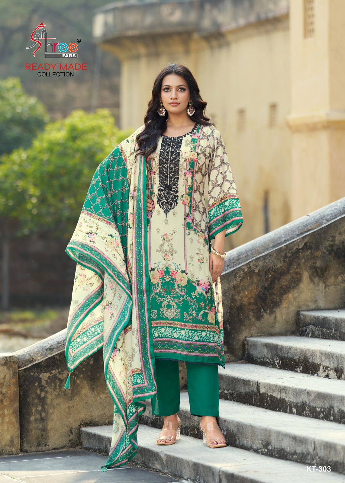 Shree Kt 303 A To D Viscose Maslin Digital Printed With Embroidery Salwar Kameez