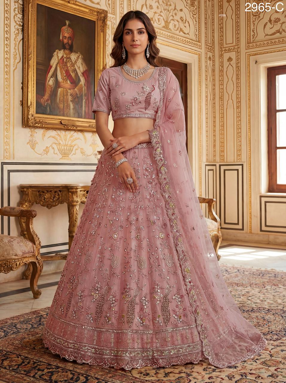 Anjani 2965 Detailed Handwork Peacock in Motif Party wear Lehenag Choli Collection 