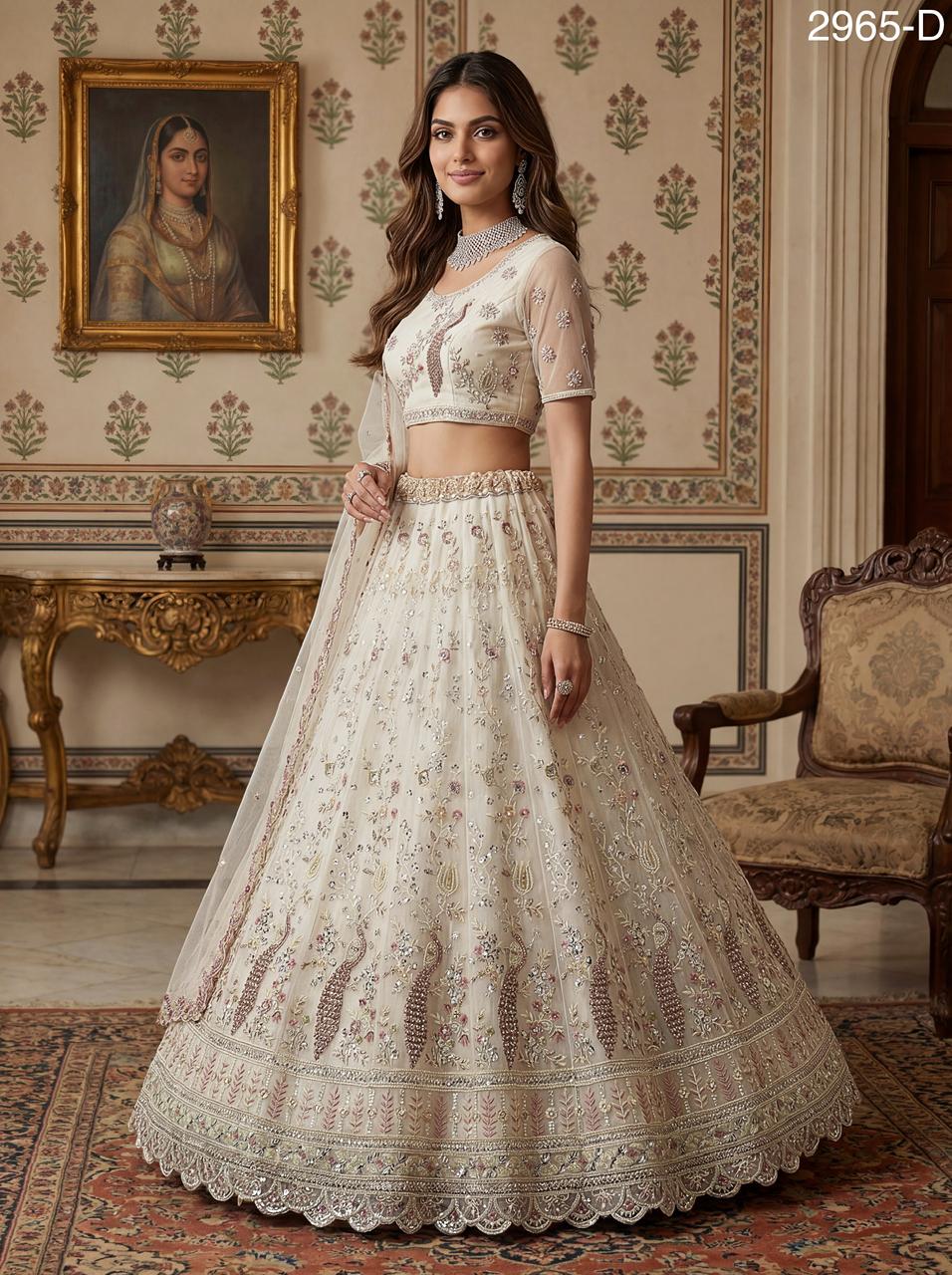 Anjani 2965 Detailed Handwork Peacock in Motif Party wear Lehenag Choli Collection 