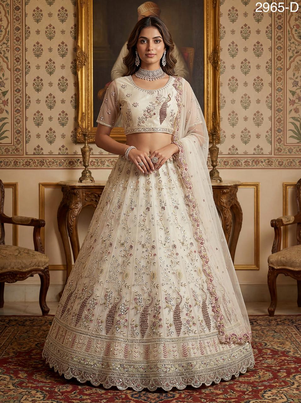 Anjani 2965 Detailed Handwork Peacock in Motif Party wear Lehenag Choli Collection 