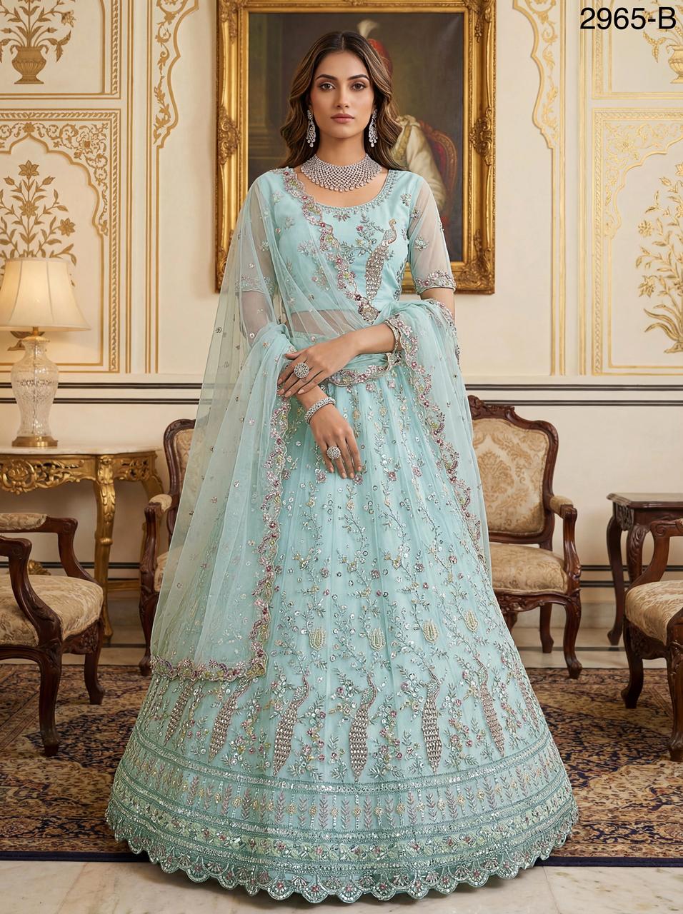 Anjani 2965 Detailed Handwork Peacock in Motif Party wear Lehenag Choli Collection 