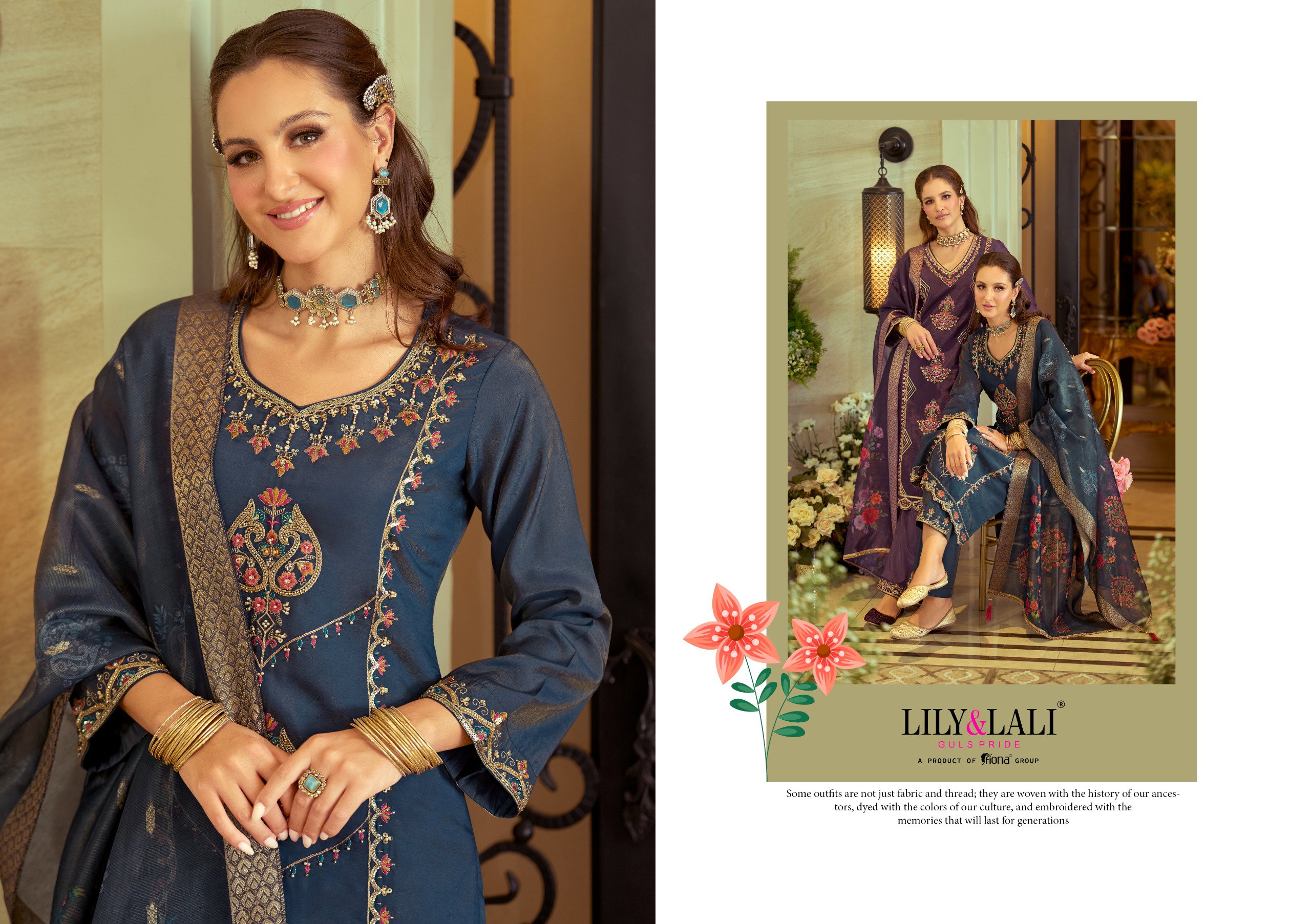 Lily And Lali Gulabo Viscose Silk With Embroidery Work Festival Wear Collection