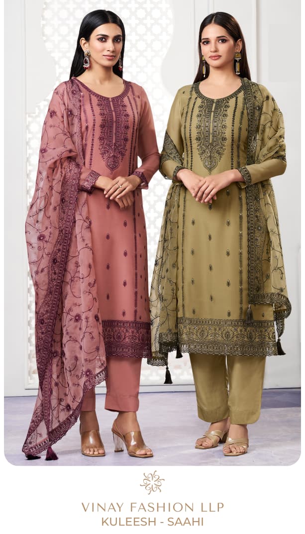 Vinay Kuleesh Saahi Organza With Thread Embroidery Work Salwar Kameez