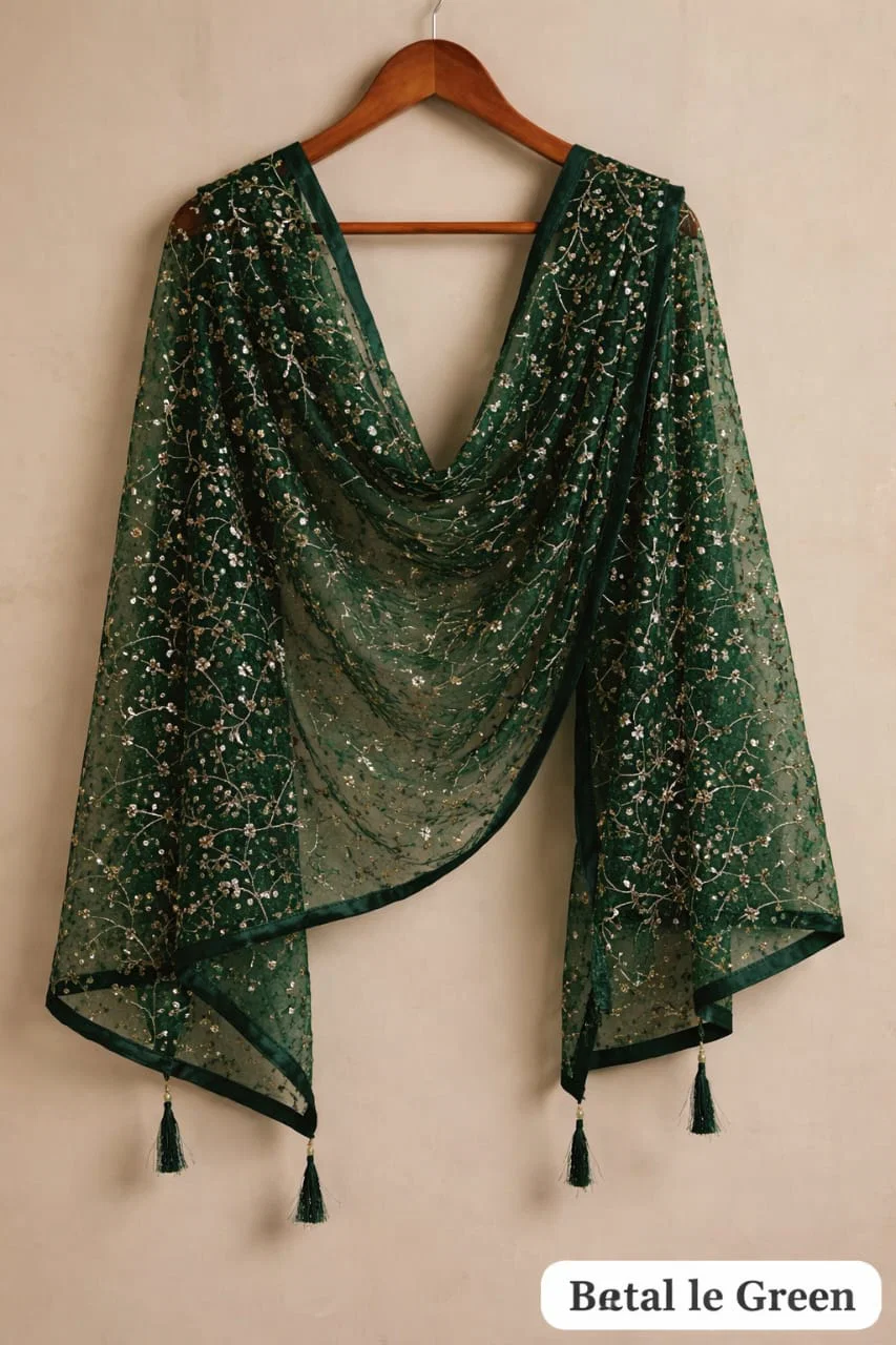 Maji Stunning Net Dupatta Beautiful Zari Sequence embroidery Dupatta Collection 