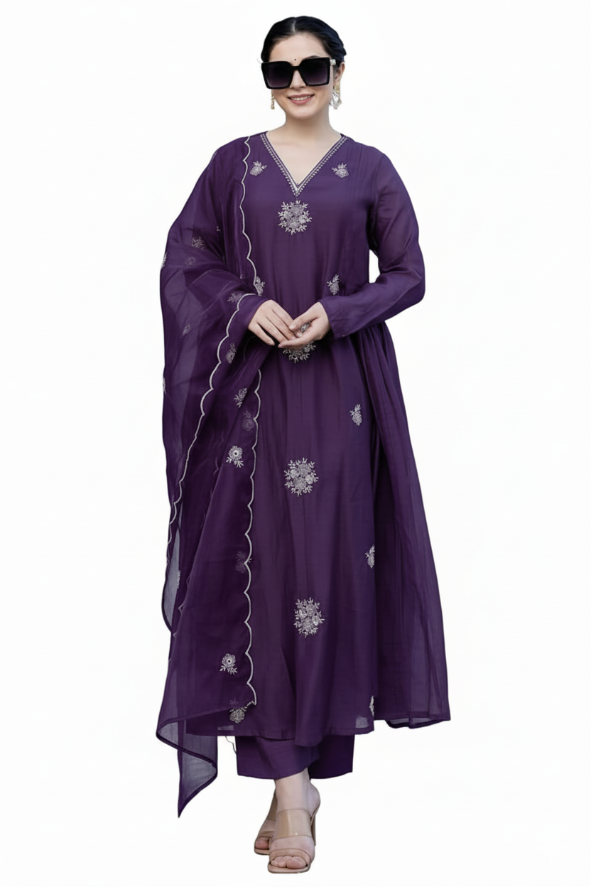 Dhruvi 399 Silk Fancy Traditional Kurti Pant And Dupatta Collection