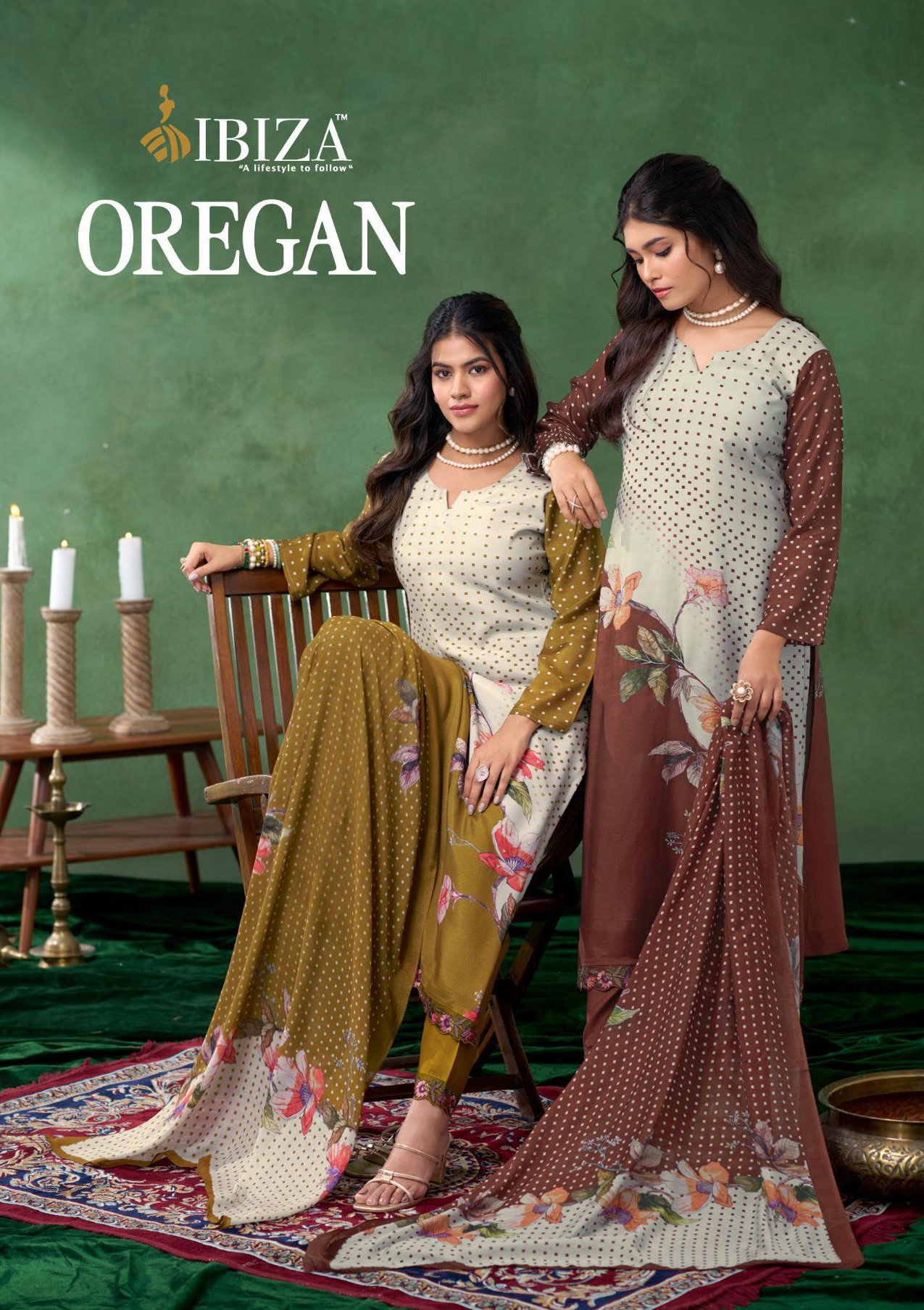 Ibiza Oregan Muslin Digital Printed Embroidery Work Salwar Kameez