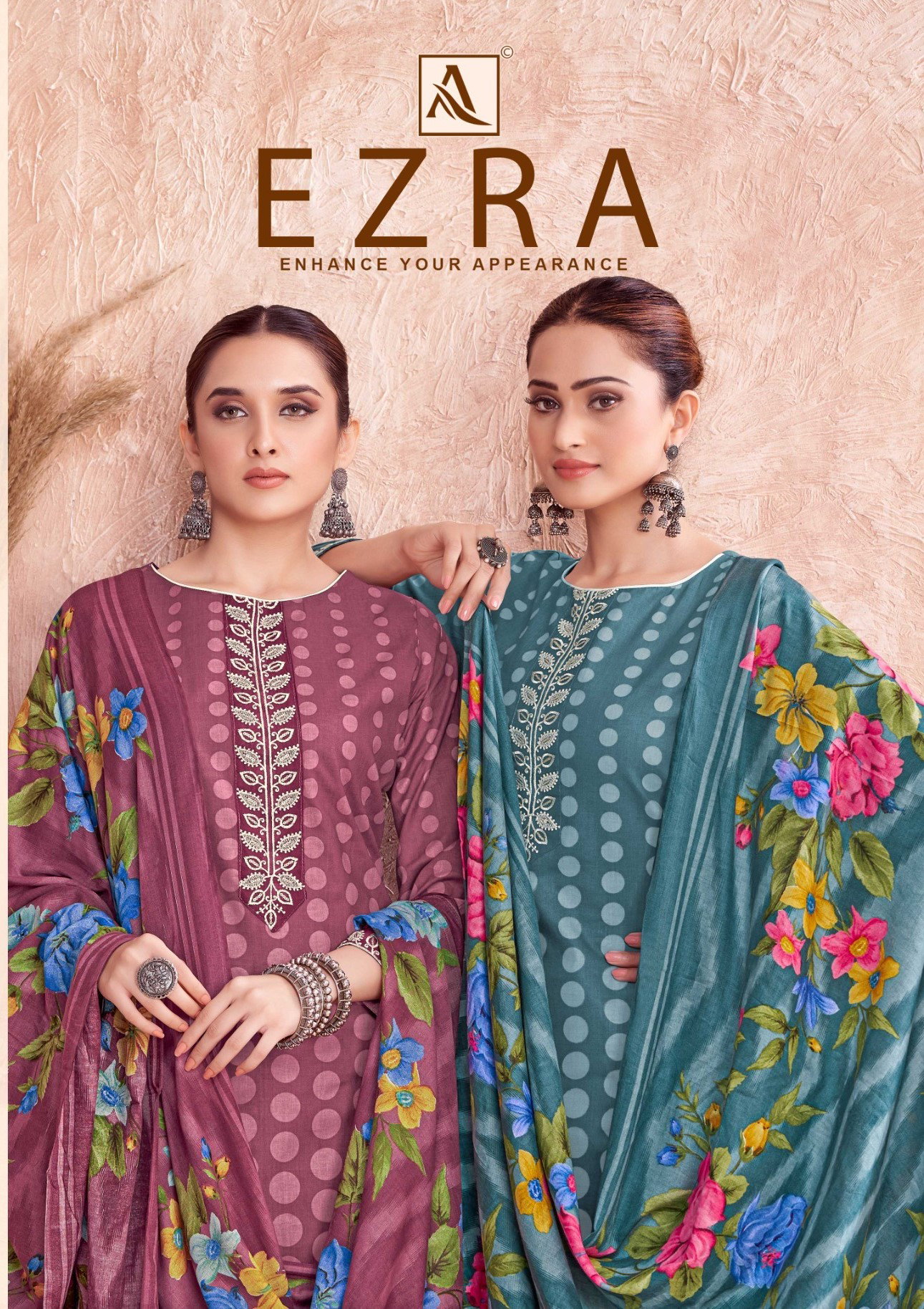 Alok Ezra Cambric Printed With Embroidery Work Dress Material Collection