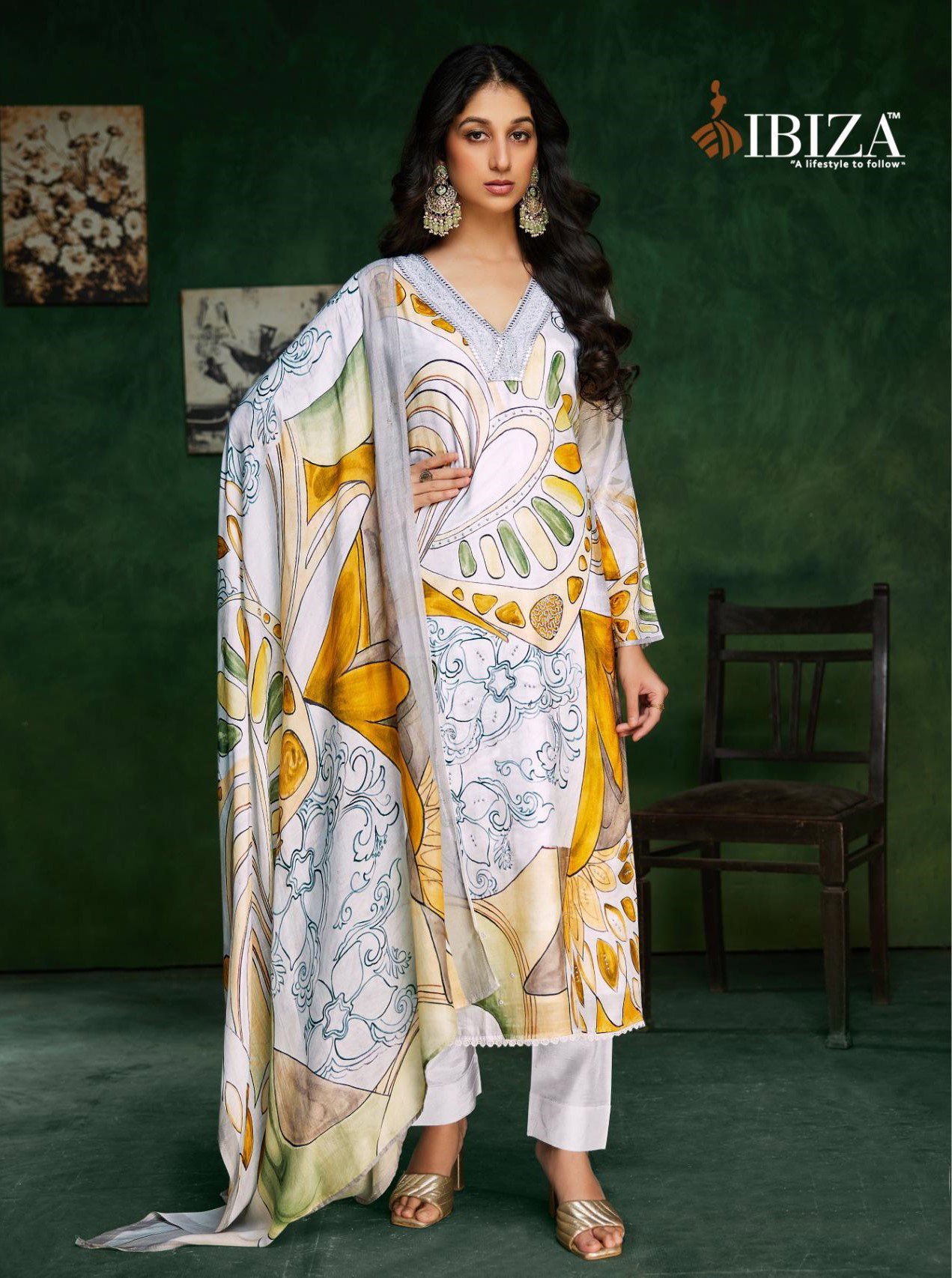 Ibiza Flair Glory Muslin Digital Printed Embroidery Work Salwar Kameez